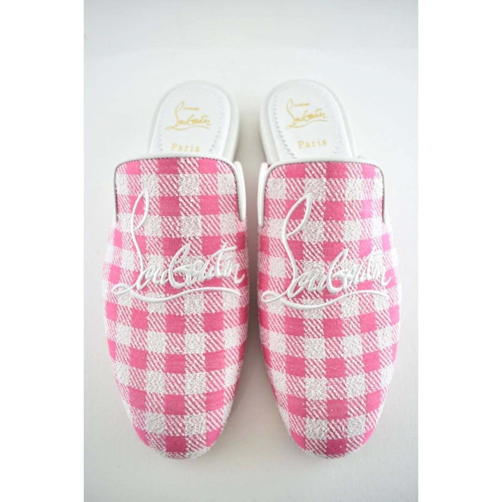 Christian Louboutin Navy Coolito Donna Flat Pink Logo