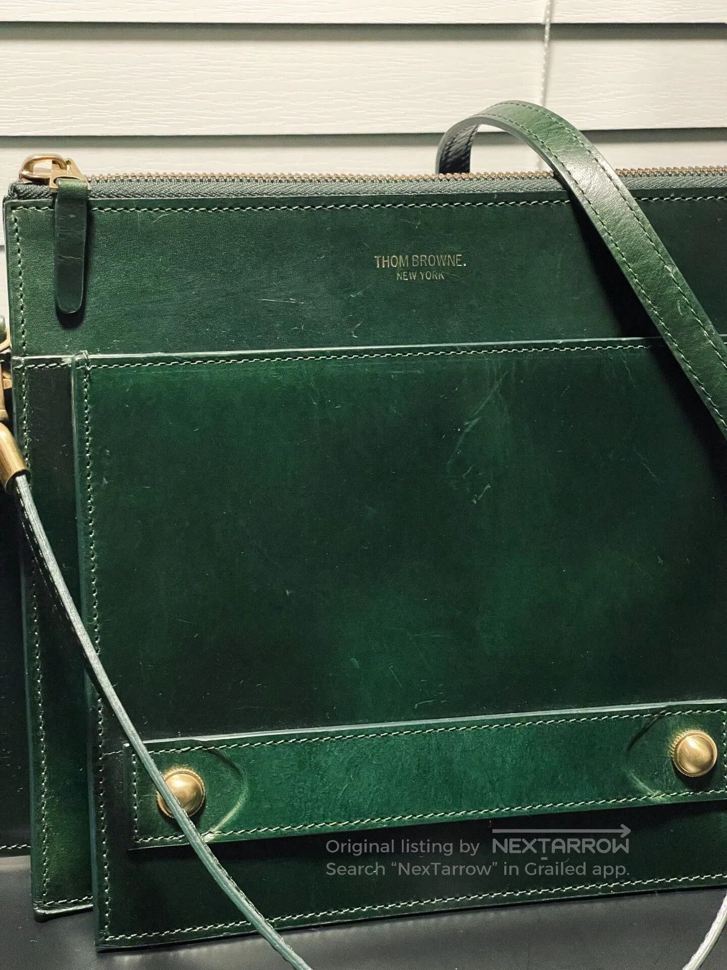 Thom Browne Green Shoulder Bag Clutch.