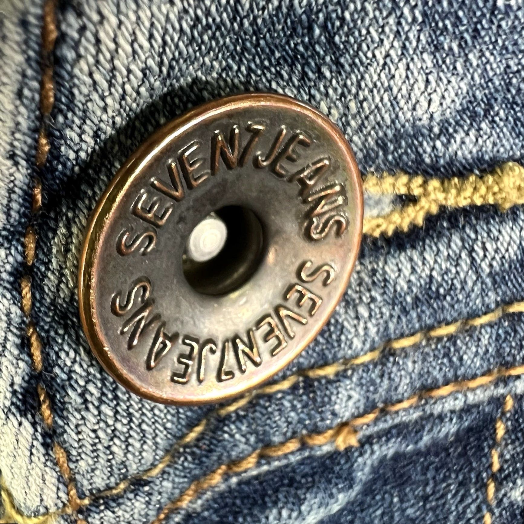 Vintage VINTAGE Seven7 Men's Straight Denim Jeans Size 38 Medium Wash Distressed Blue 29-Inch Inseam Regular Fit Size US 38 / EU 54 - 5 Thumbnail