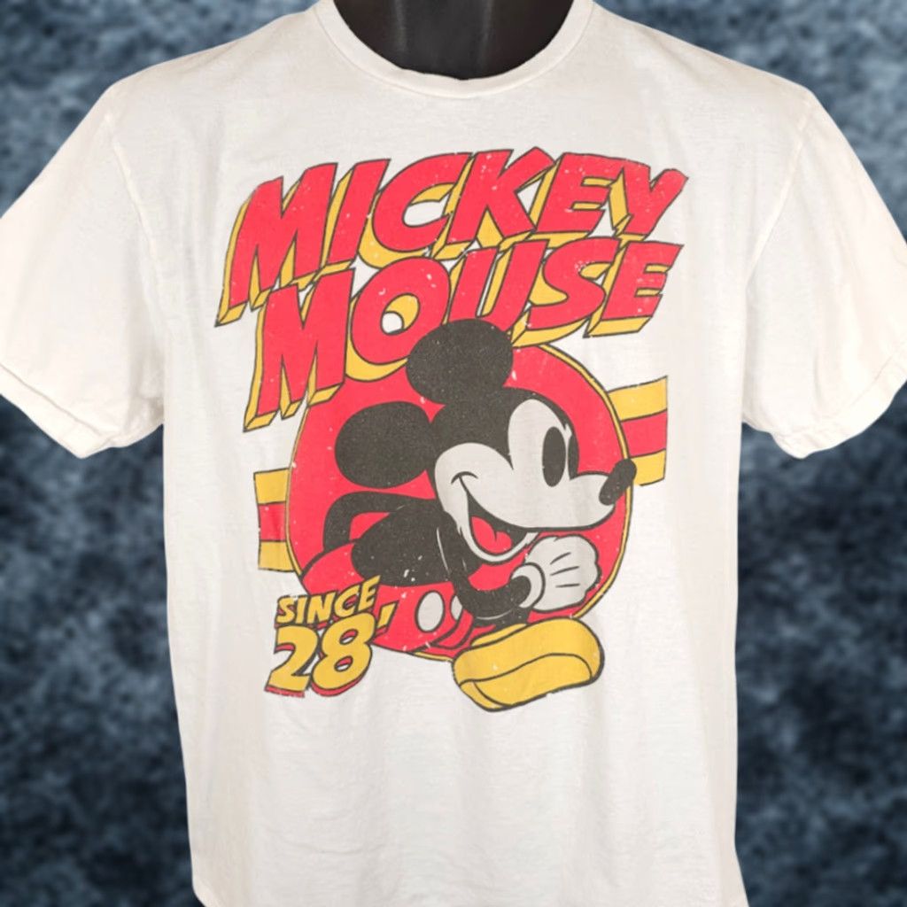 Disney Mickey Mouse T Shirt Mens Large White Walt Disney Mickey And Friends Shirt Men Size US L / EU 52-54 / 3 - 1 Thumbnail