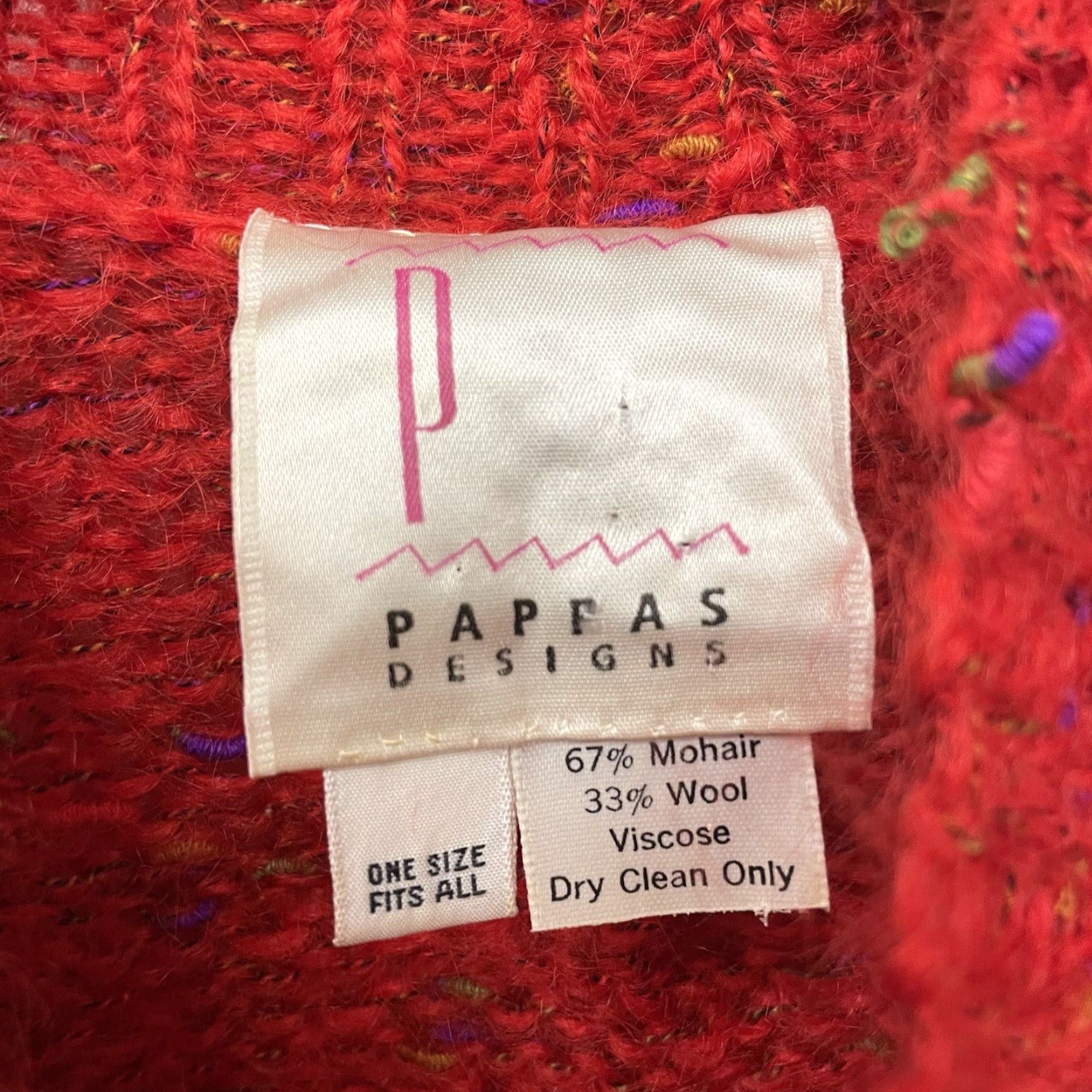 Vintage VINTAGE Pappas Designs Mohair Blend Red Pullover Sweater One Size Fits All Size ONE SIZE - 4 Thumbnail