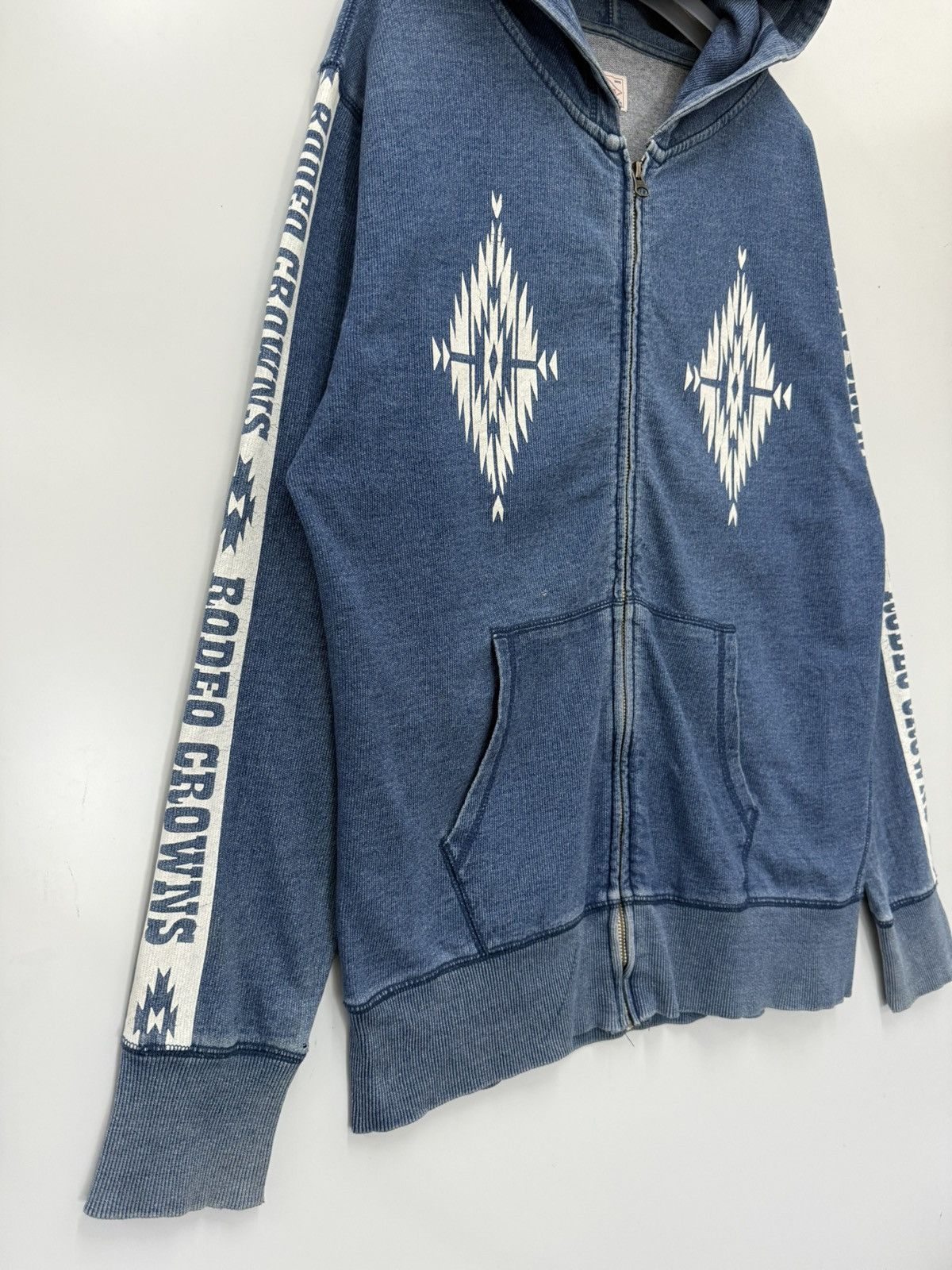 Native 🔥 Rodeo Crown Japan indigo Blue Navajo Sweat Hoodie -L Size L / US 10 / IT 46 - 3 Thumbnail