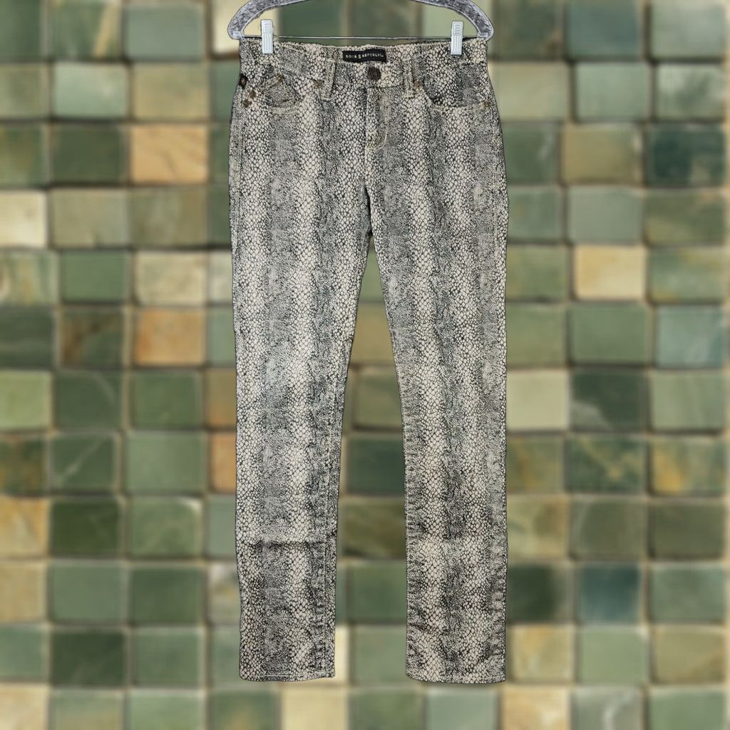 Vintage Rock & Republic Women's Beige Animal Print Chino Pants Size 10 Size 32" / US 10 / IT 46 - 1 Thumbnail