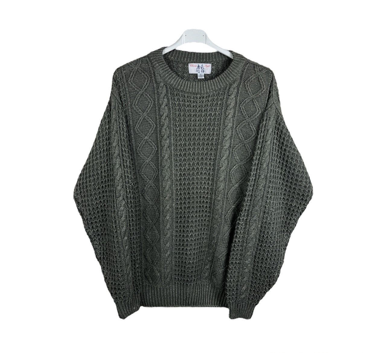 image of Aran Isles Knitwear x Coloured Cable Knit Sweater Vintage Classic Style Fisherman Knitted Ramie Swe