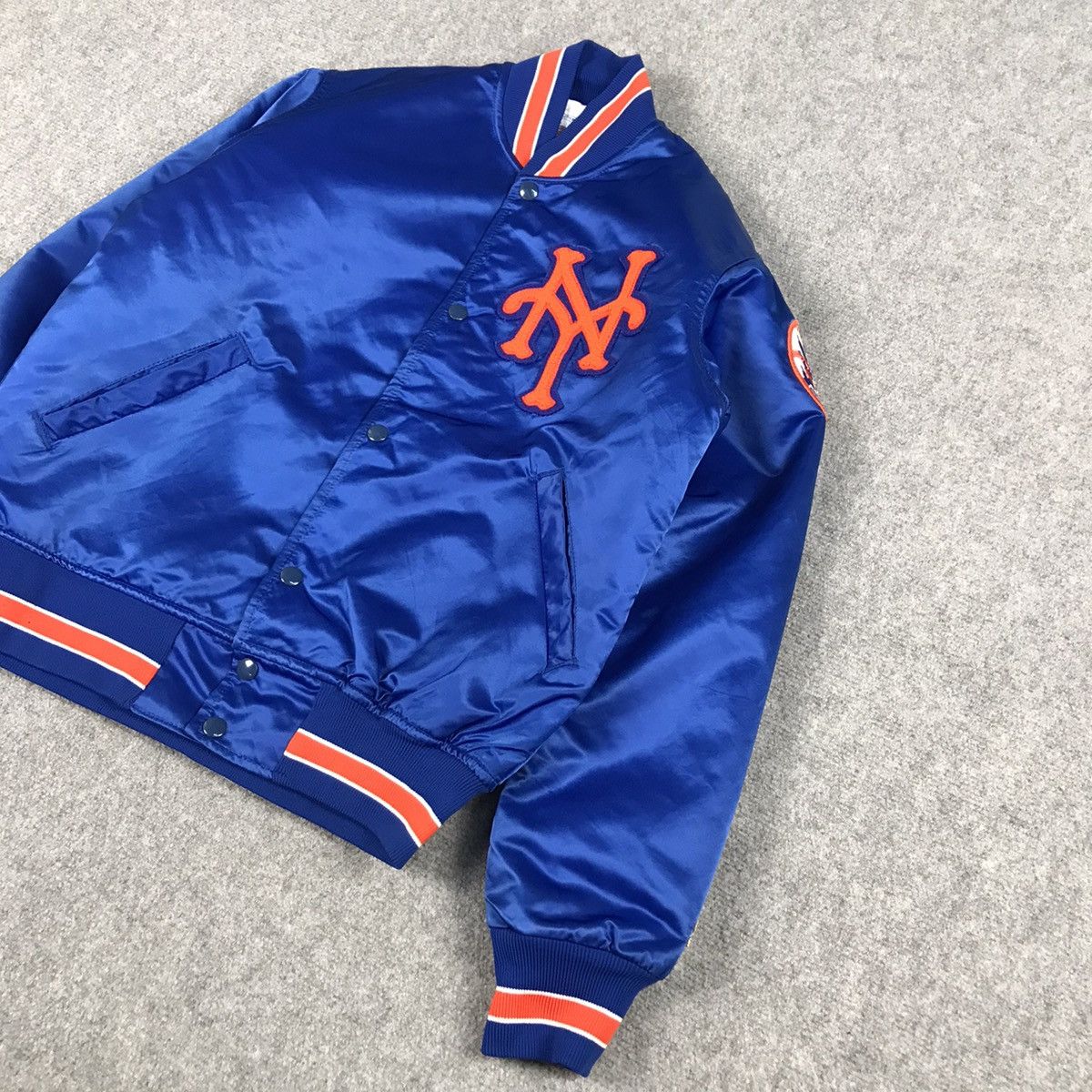 MLB × Starter × Vintage STARTER NEW YORK METS BOMBER SNAP BUTTON SIGNATURE JACKET Size US S / EU 44-46 / 1 - 4 Thumbnail