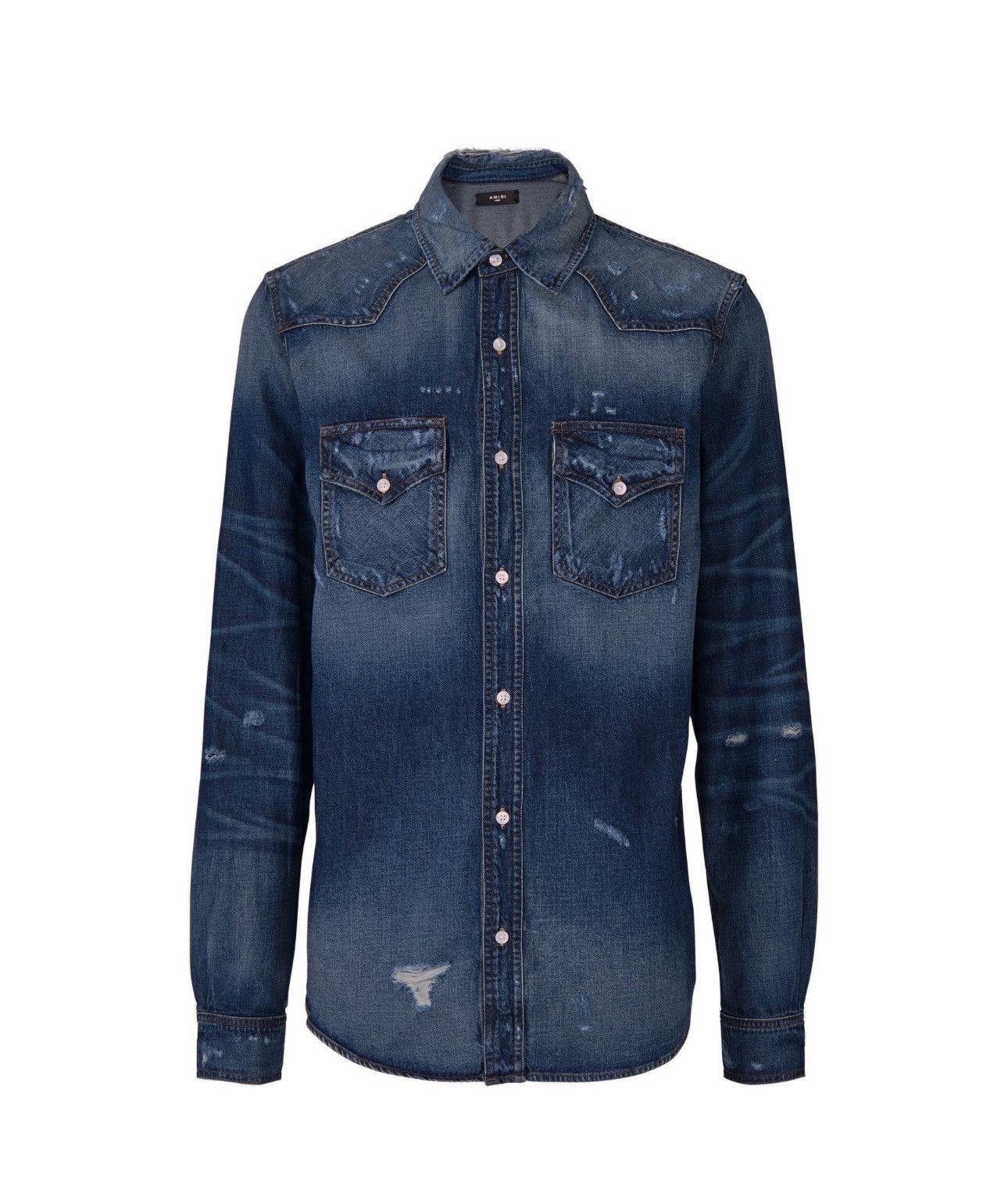 Amiri AMIRI Western Denim Distressed Long Sleeve Size US XL / EU 56 / 4 - 1 Thumbnail