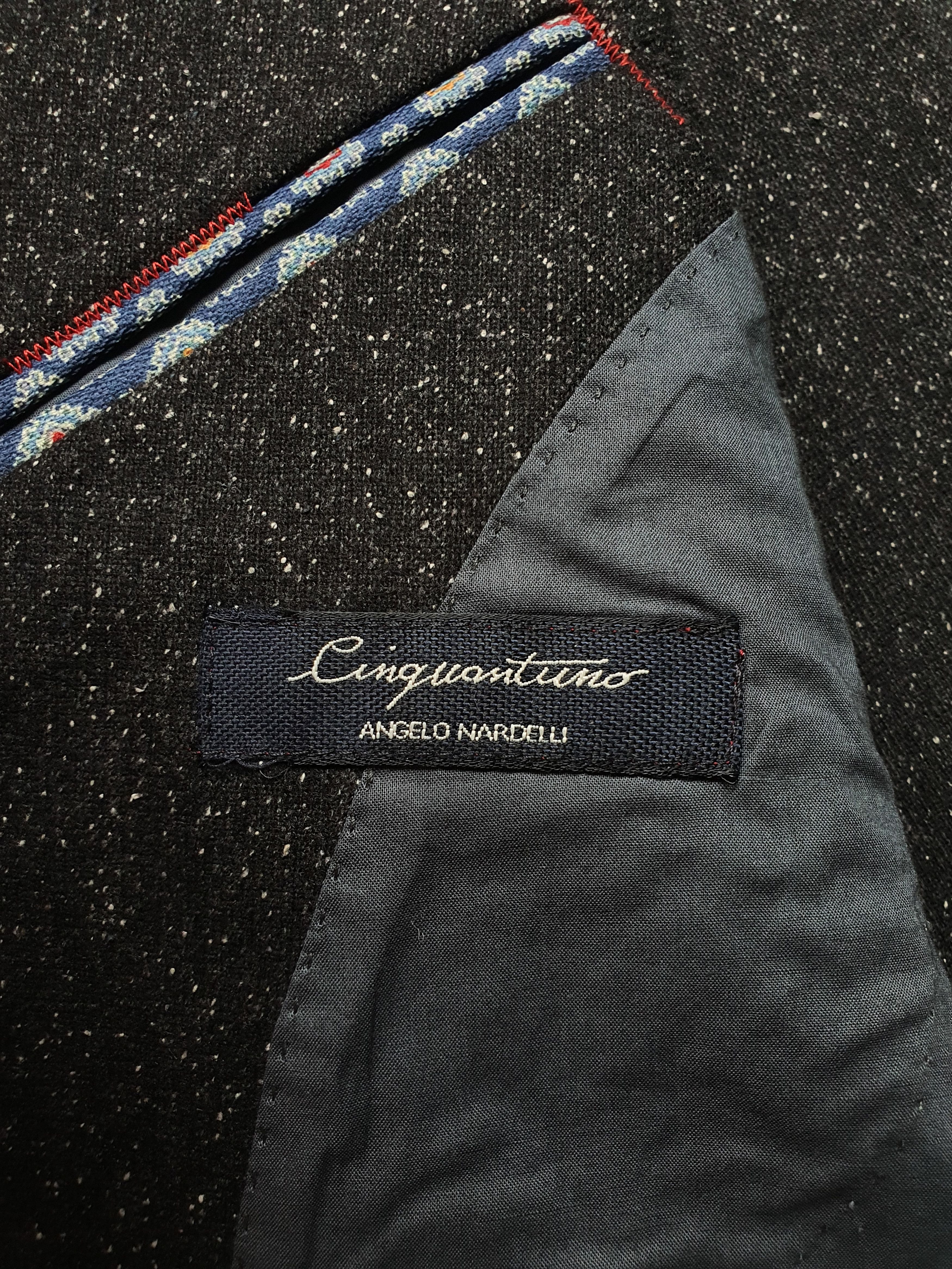 Angelo Nardelli CINQUANTUNO line - Wool/Silk/Viscose - Black/Gray Speckled Size 42R - 6 Thumbnail