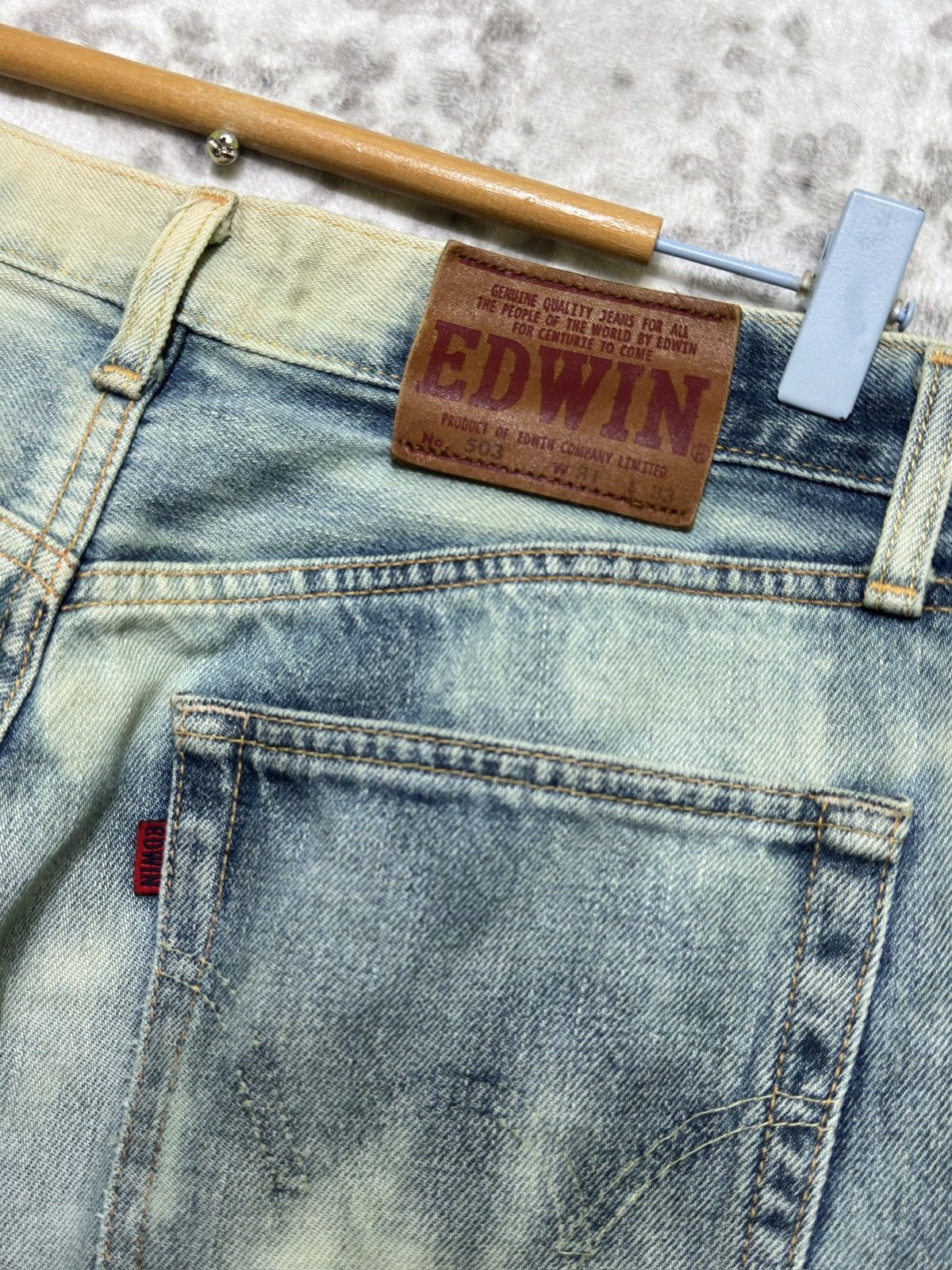 Edwin Edwin 503 Vintage Distressed Acid Wash Denim Regular Fit Size US 30 / EU 46 - 14 Thumbnail