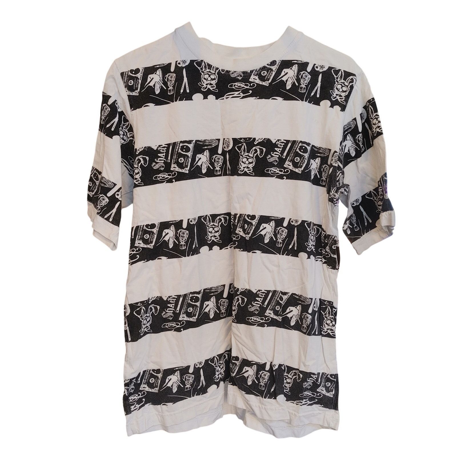 Shady Ltd Vintage Y2K Shady Men's SM White/Black Stripe Graphic Tee Size US S / EU 44-46 / 1 - 1 Thumbnail
