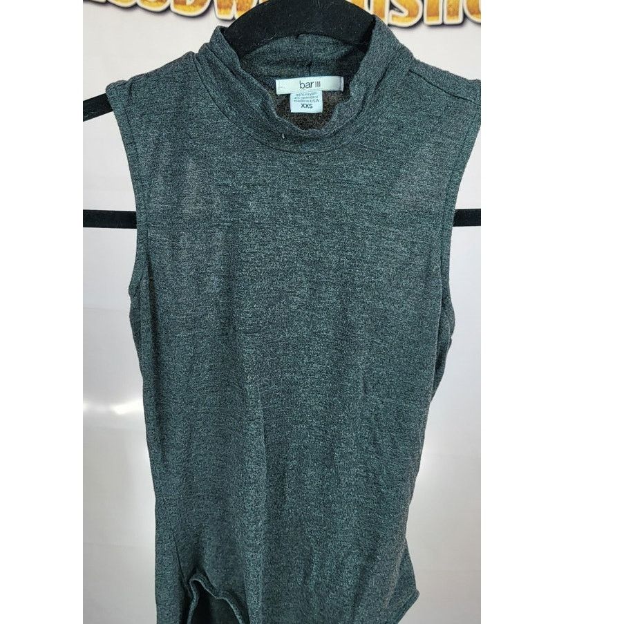 Bar III Gray Sleeveless Top Bodysuit Size XXS Size XXS / US 00 / IT 34 - 3 Thumbnail