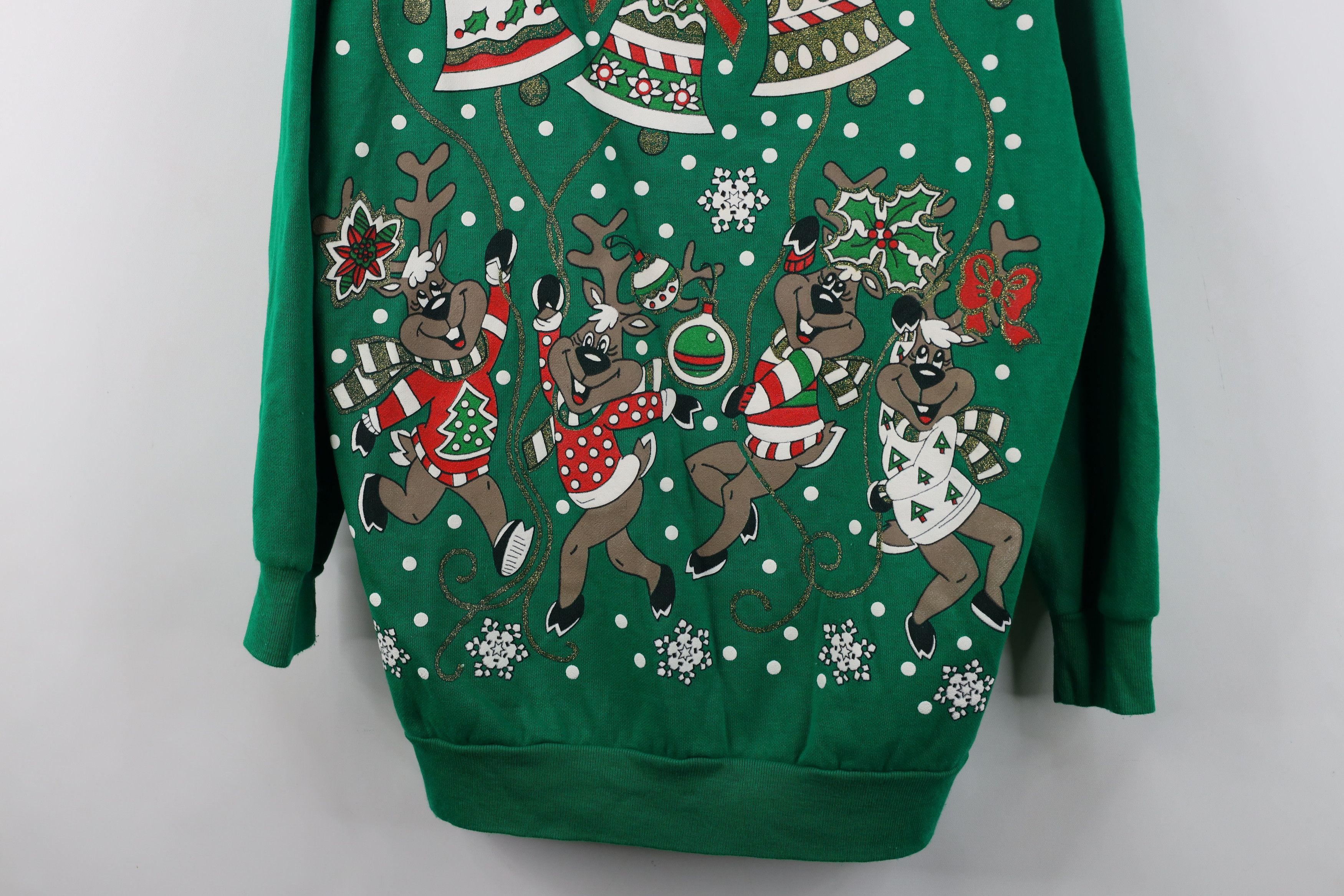 Vintage Vintage 90s Streetwear Reindeer Snowflake Sweatshirt USA Size L / US 10 / IT 46 - 3 Thumbnail