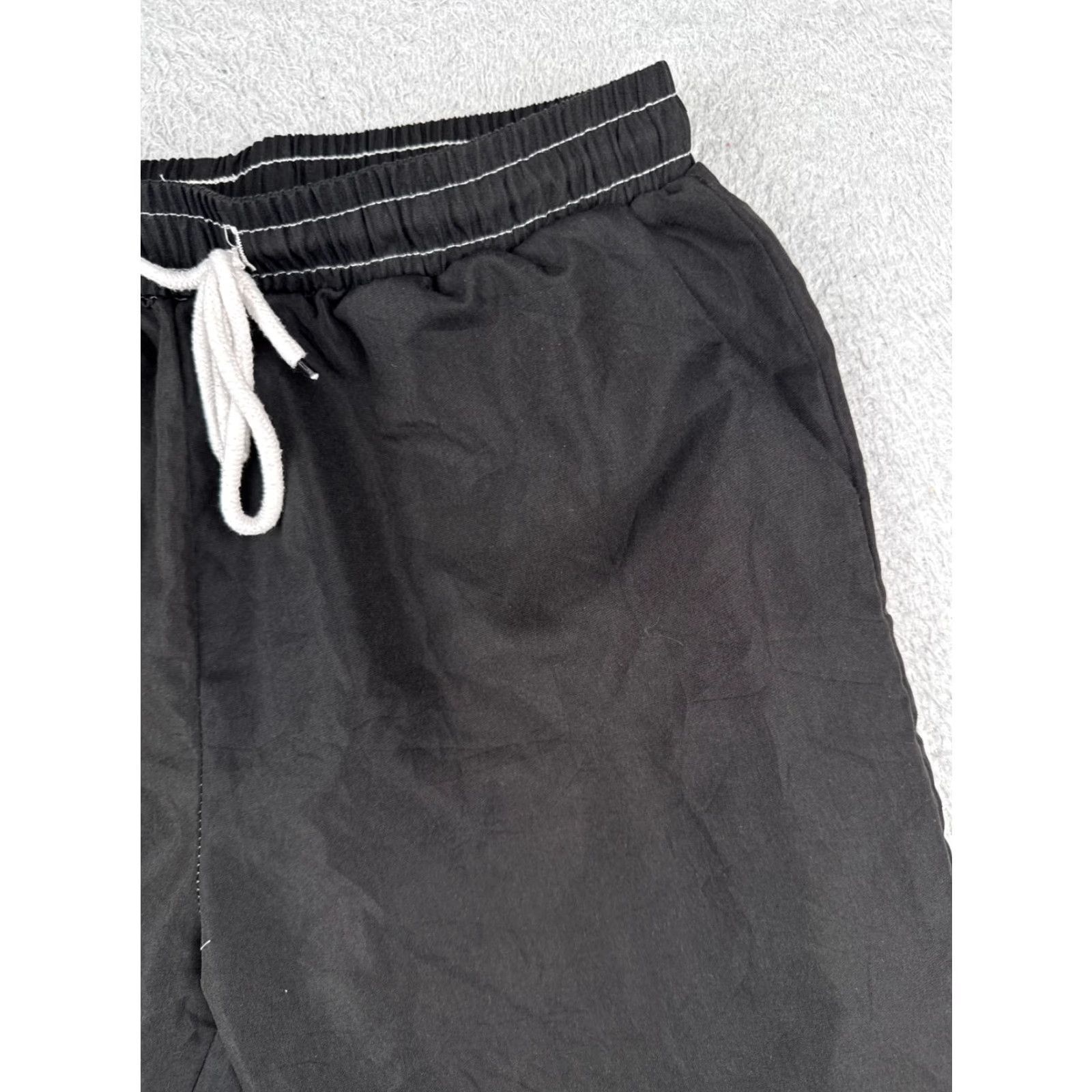 Vintage VINTAGE Unbranded Swim Trunks Mens Medium Black Pattern Solid 100% Polyester Beach Pool Lined Drawstring Size US 31 - 5 Thumbnail