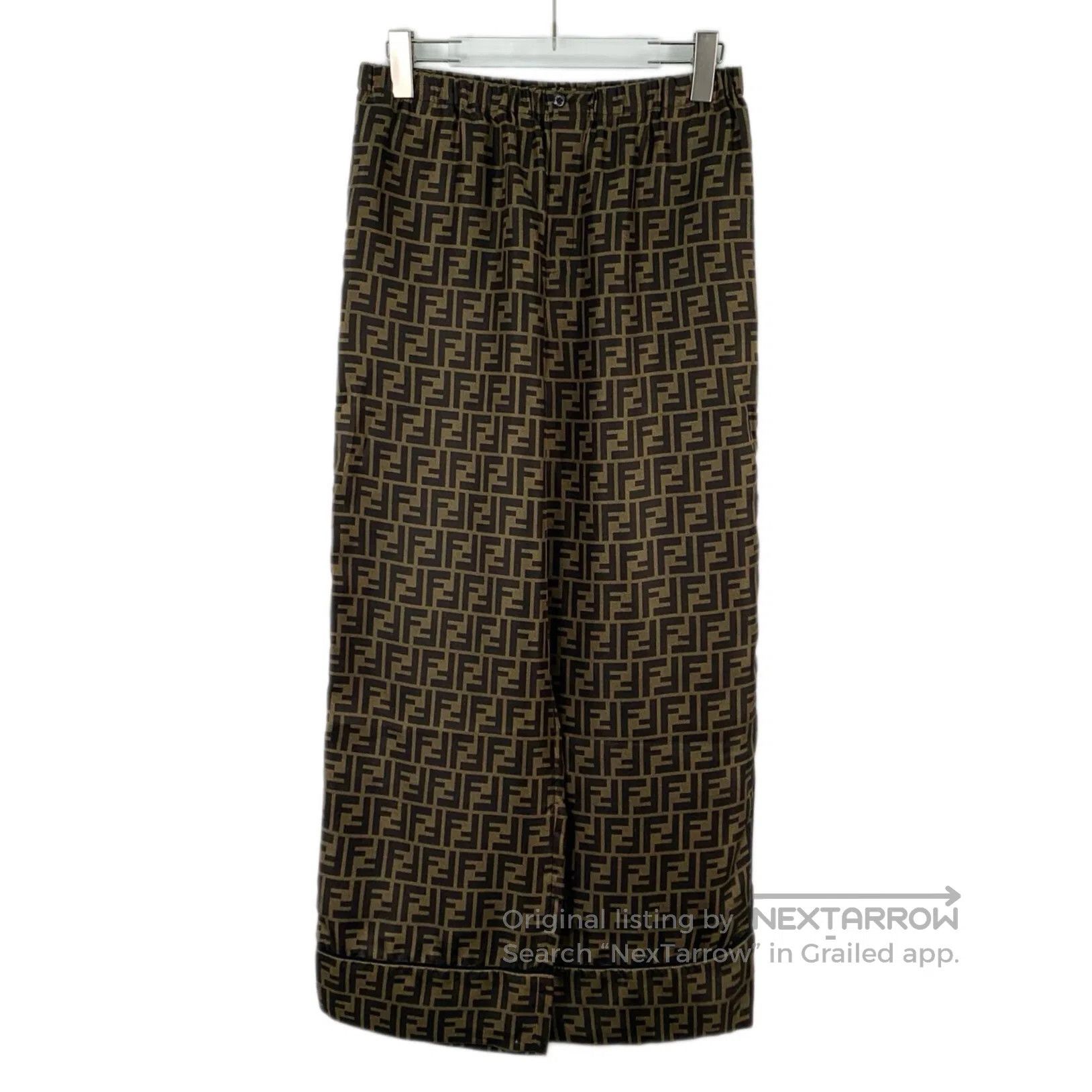 Fendi FENDI Dark Brown Double F Monogrammed Silk Casual Trousers Size US 40 / EU 56 - 1 Thumbnail