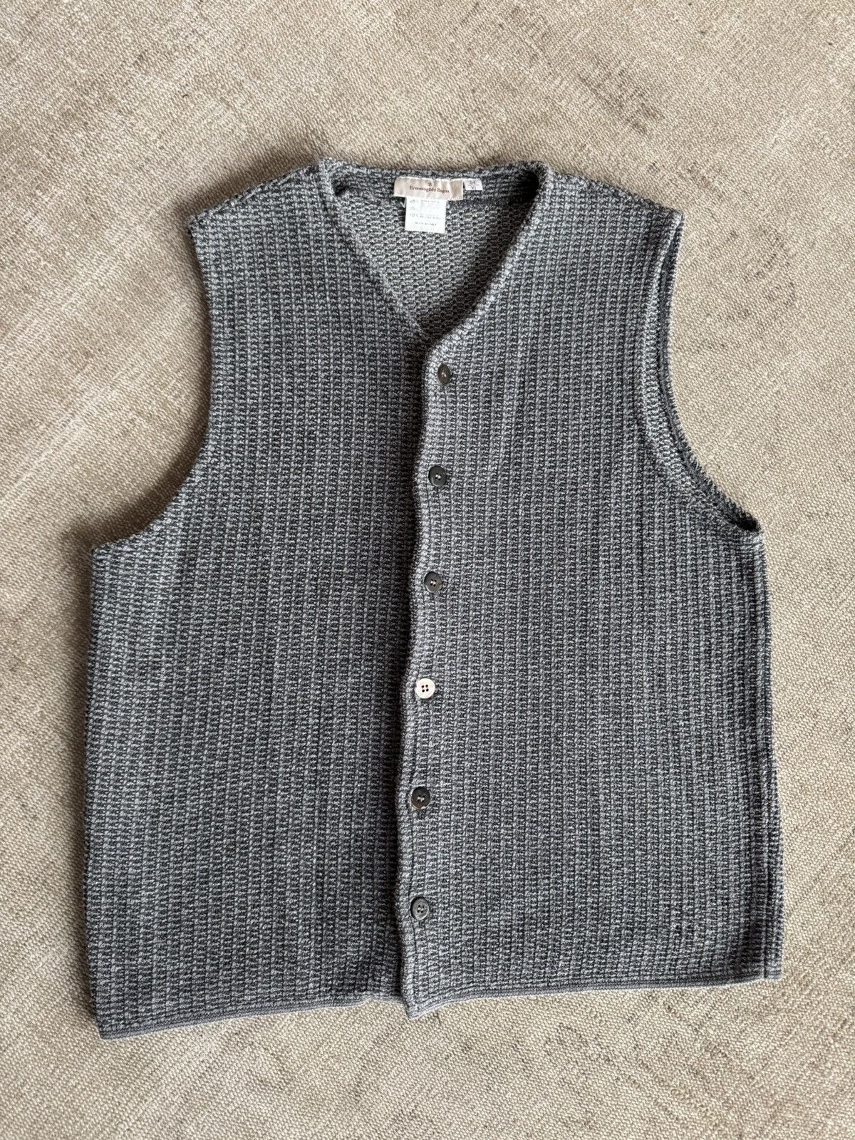 Ermenegildo Zegna Vintage Zegna knit vest in gray weave sz 54 Size US L / EU 52-54 / 3 - 1 Thumbnail