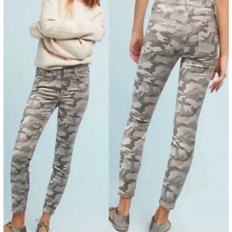 Anthropologie Pilcro Velvet Camo High Rise Skinny Jeans, 27 Size 27" / US 4 / IT 40 - 2 Thumbnail