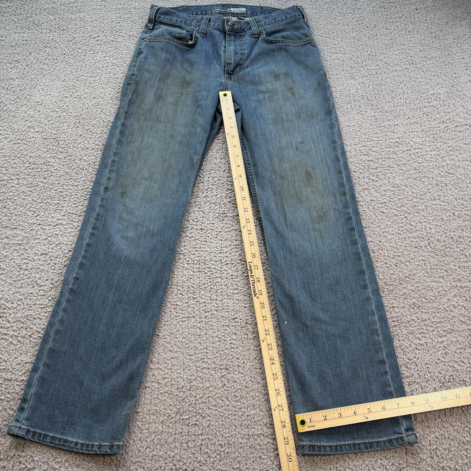 Carhartt Carhartt Men Relaxed Fit Jeans 32x30 Blue Denim Straight Leg Size US 32 / EU 48 - 4 Thumbnail