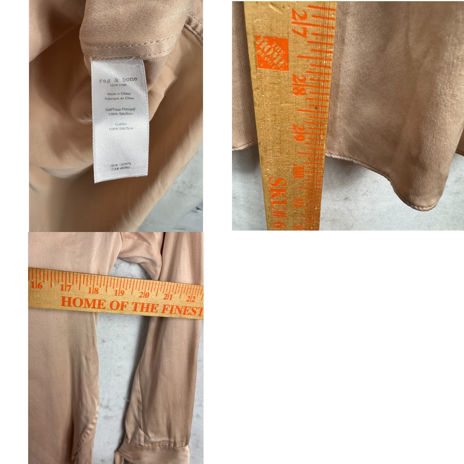 Rag & Bone rag & bone Shirt Womens XS Blush Silk Blouse Button Cuff Ties Back Cut out Size XS / US 0-2 / IT 36-38 - 8 Thumbnail