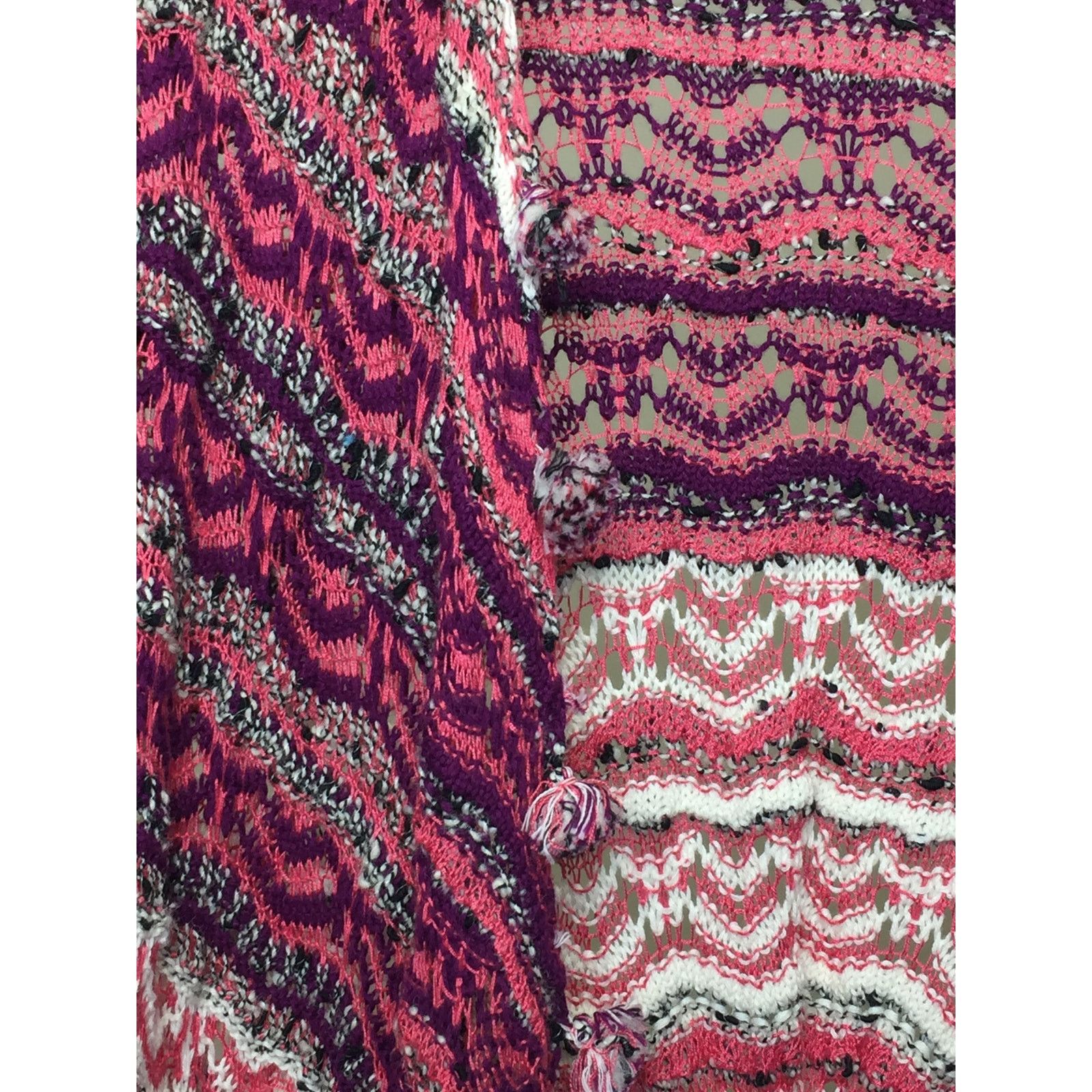 Anthropologie Anthropologie MOTH Pink White Knit Tassel Open Cardigan Med Size M / US 6-8 / IT 42-44 - 4 Thumbnail