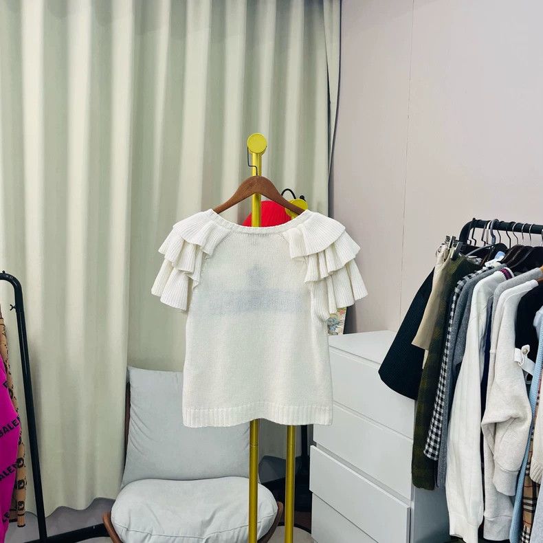 Dior Dior White five-pointed star butterfly sleeve knitted shor Size M / US 6-8 / IT 42-44 - 2 Thumbnail