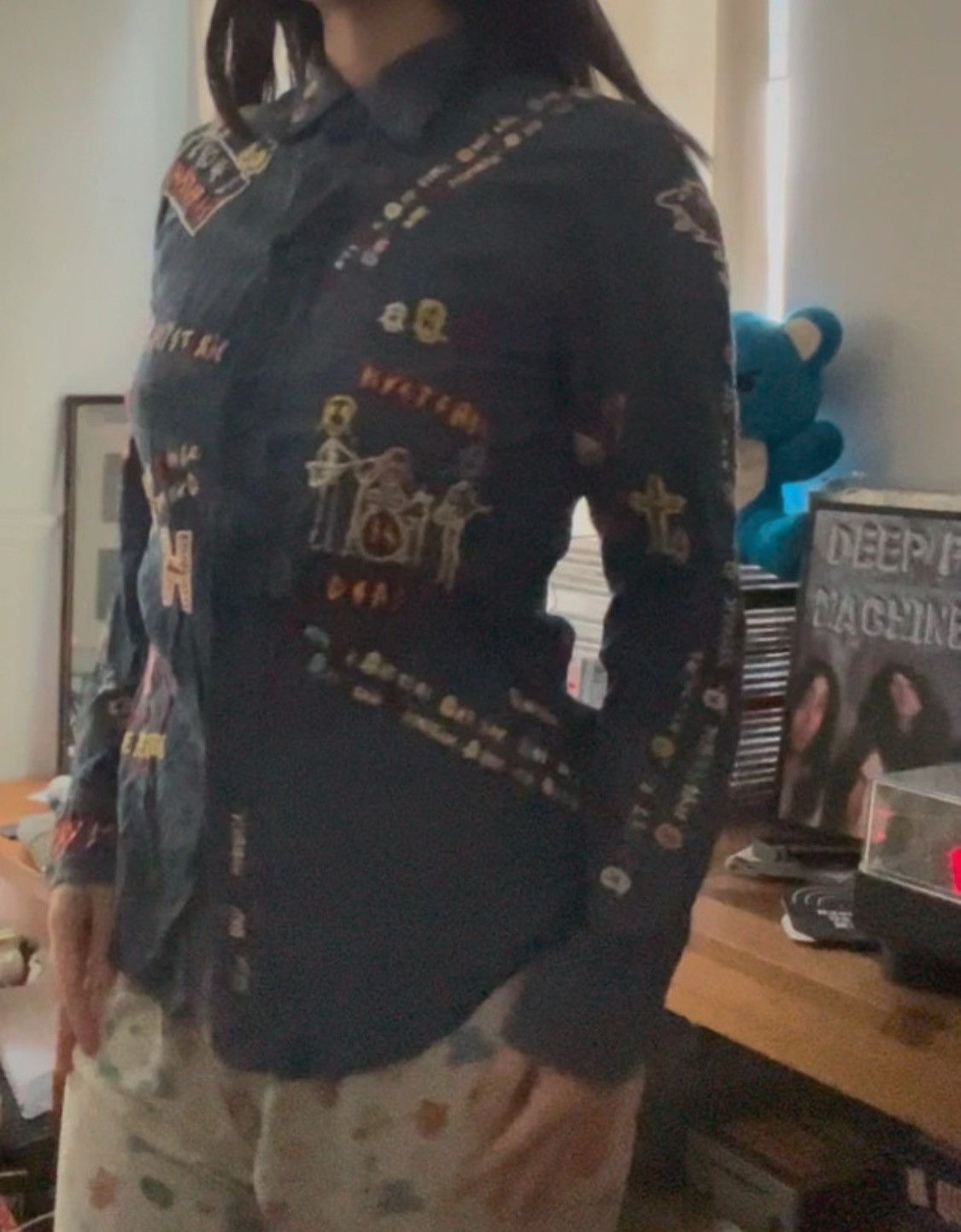 Hysteric Glamour Hysteric Glamour Rock Embroidered Bunny Denim Shirt Size ONE SIZE - 11 Thumbnail
