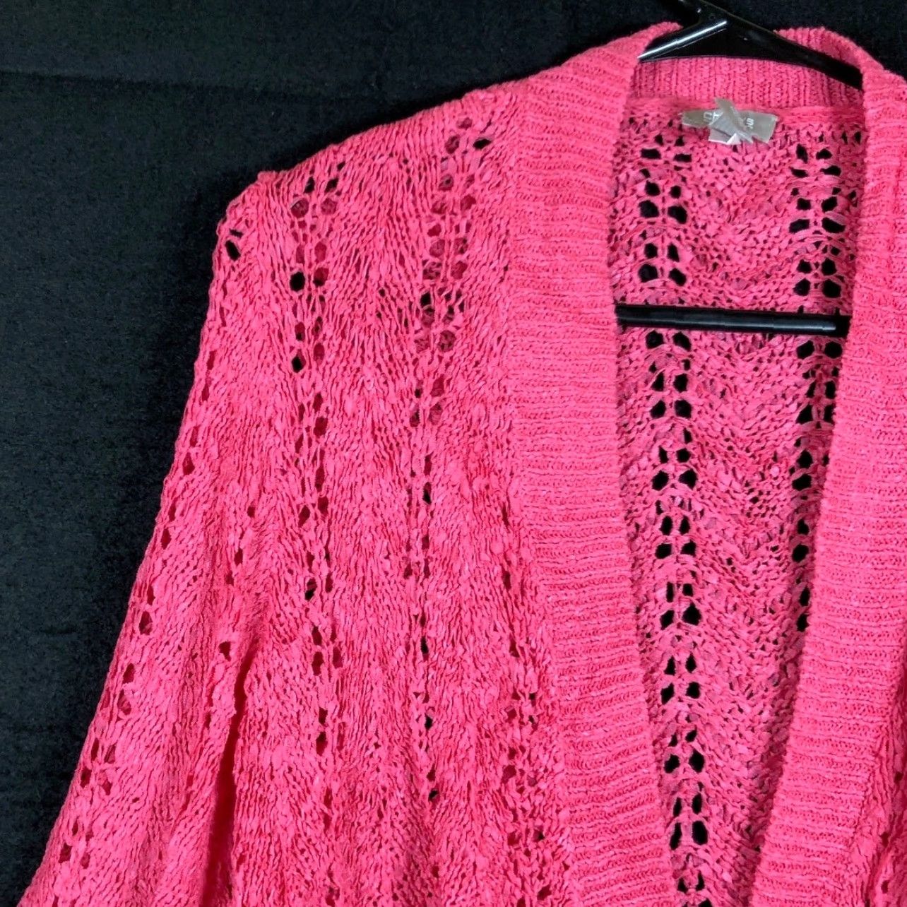 Vintage Chicos Womens Cardigan Sweater Pink Open Front Knit Long Sleeve S Regular Knit Style Open-Knit Casual Winter Fall Spring Summer 0 (S) Ladies Womens Size S / US 4 / IT 40 - 4 Thumbnail