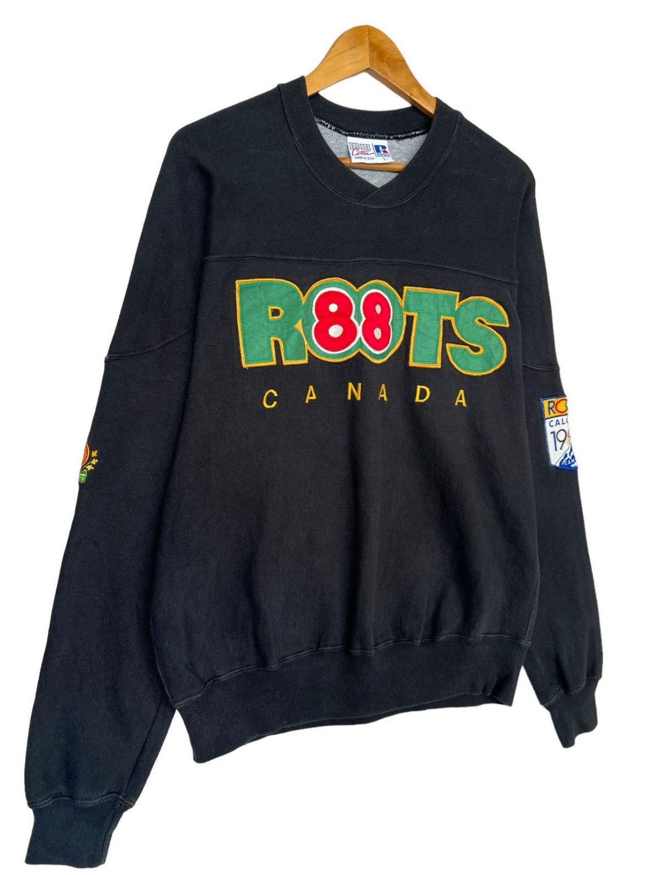 USA Olympics Vintage 80s Calgary Olympic Roots Canada Russell Sweatshirt Size US L / EU 52-54 / 3 - 3 Thumbnail