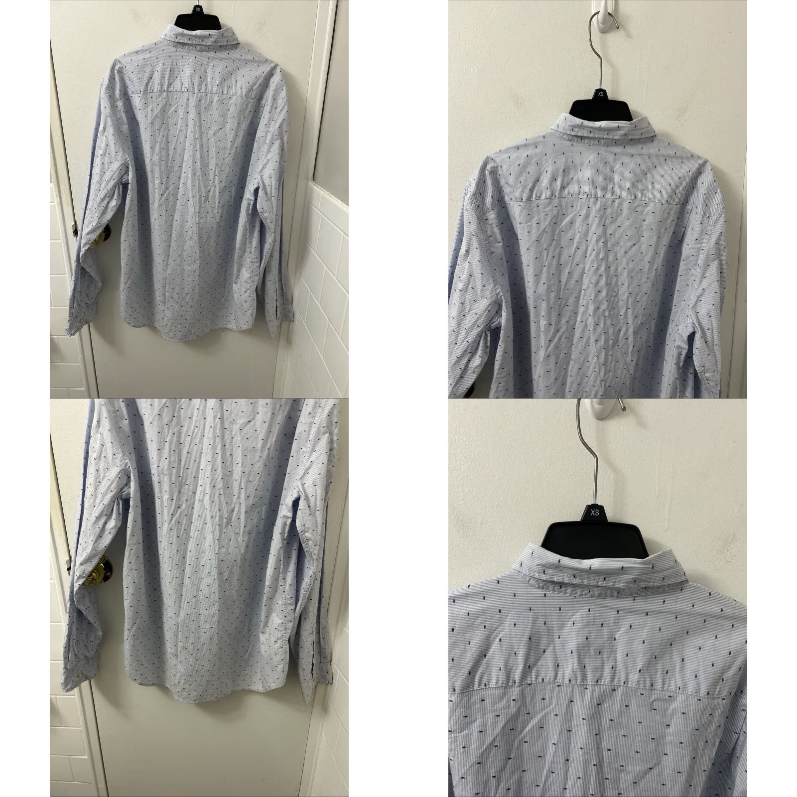 Gap GAP Shirt Mens L Blue Oxford Button-Down Striped Geometric Stretch Standard Fit Regular Pins Pocketed Casual Workwear Size US L / EU 52-54 / 3 - 8 Thumbnail