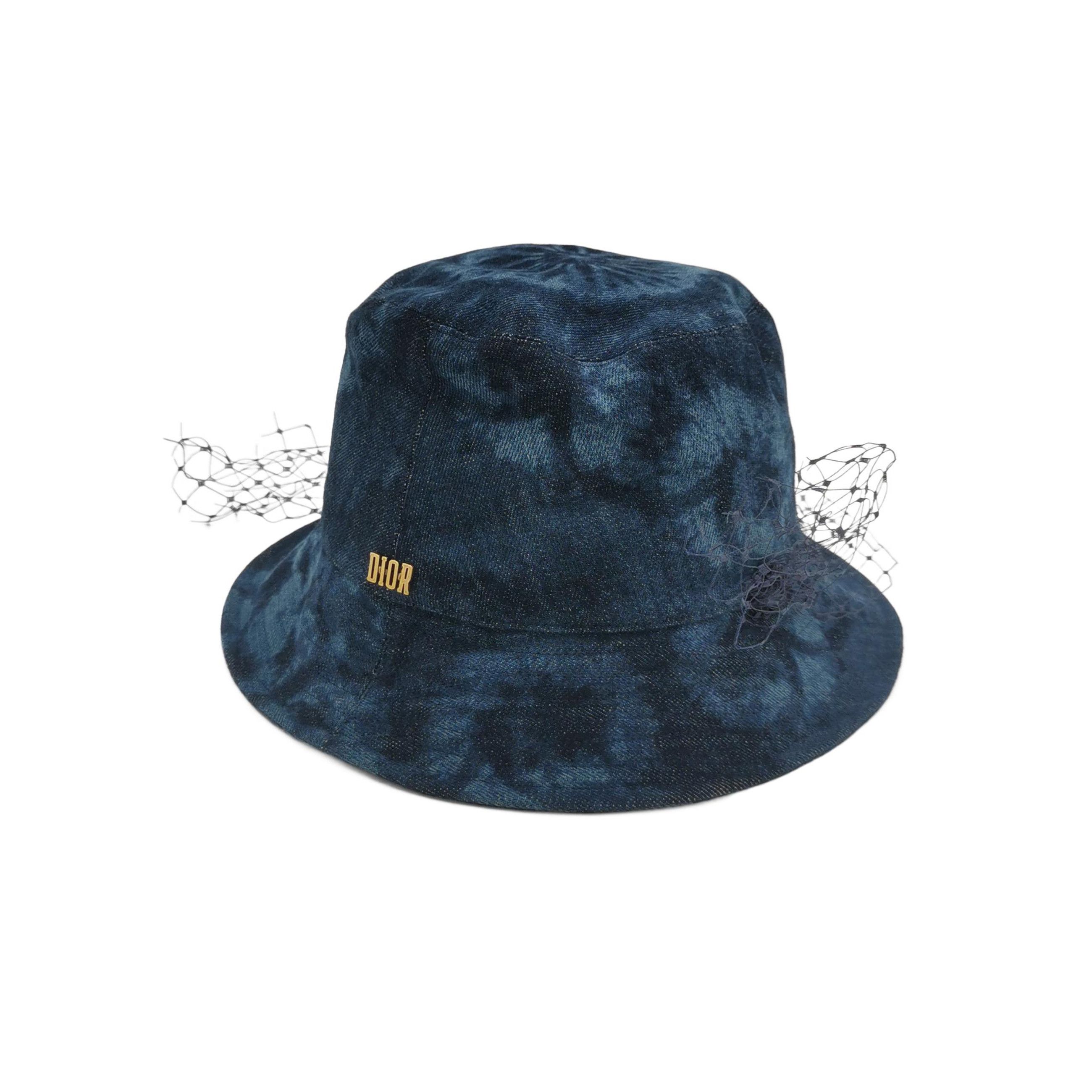 Dior Dior Denim Bucket Hat with Veil Size 56 Size ONE SIZE - 1 Thumbnail