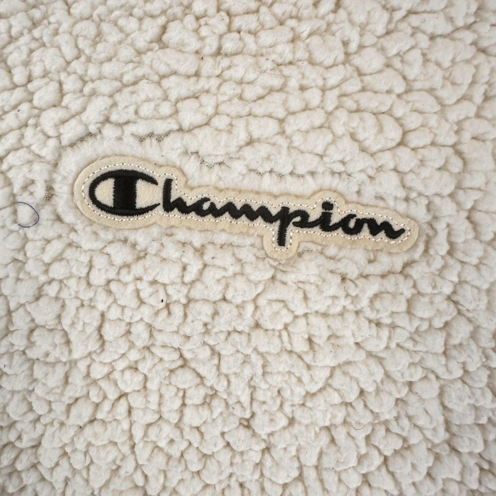 Champion Champion Pullover Womens Medium Cream Sherpa Fleece Quarter Zip Script Logo Sweatshirt Size M / US 6-8 / IT 42-44 - 3 Thumbnail