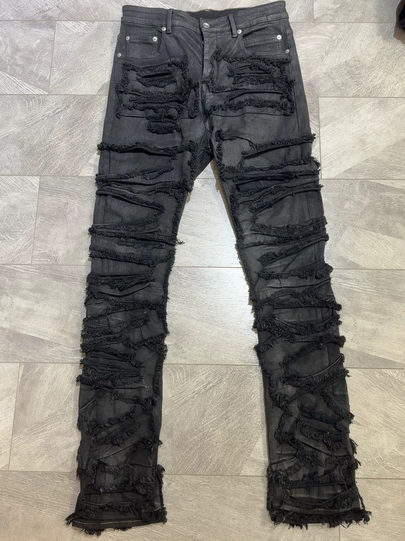 Rick Owens Rick Owens 21FW Washed Destroyed Denim Jeans Size US 31 - 1 Thumbnail
