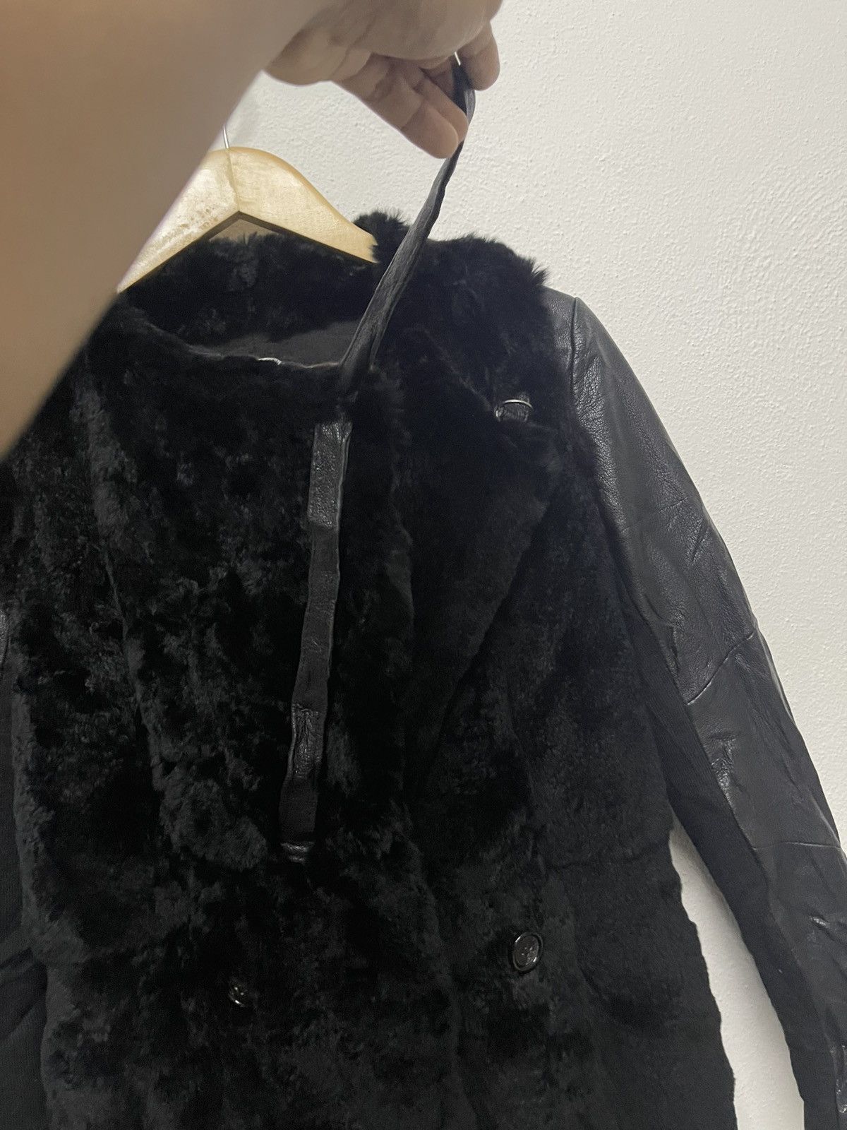 Helmut Lang HELMUT LANG GOAT LEATHER MIX FUR RABBIT JACKET ASYMMETRICAL Size S / US 4 / IT 40 - 16 Thumbnail