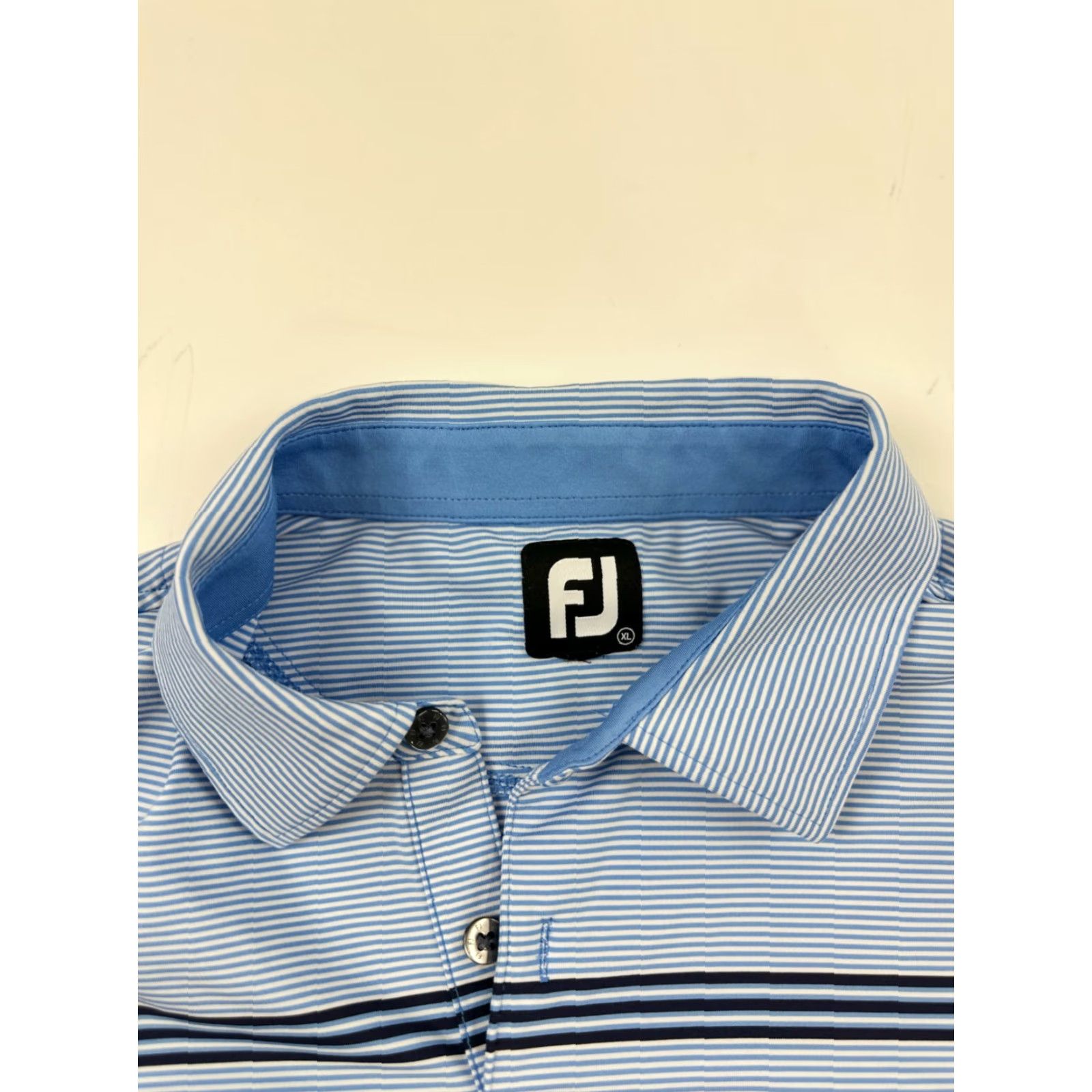 Footjoy FootJoy Golf Polo Shirt Mens Large Blue Horizontal Stripe Performance Collared Size US L / EU 52-54 / 3 - 5 Thumbnail