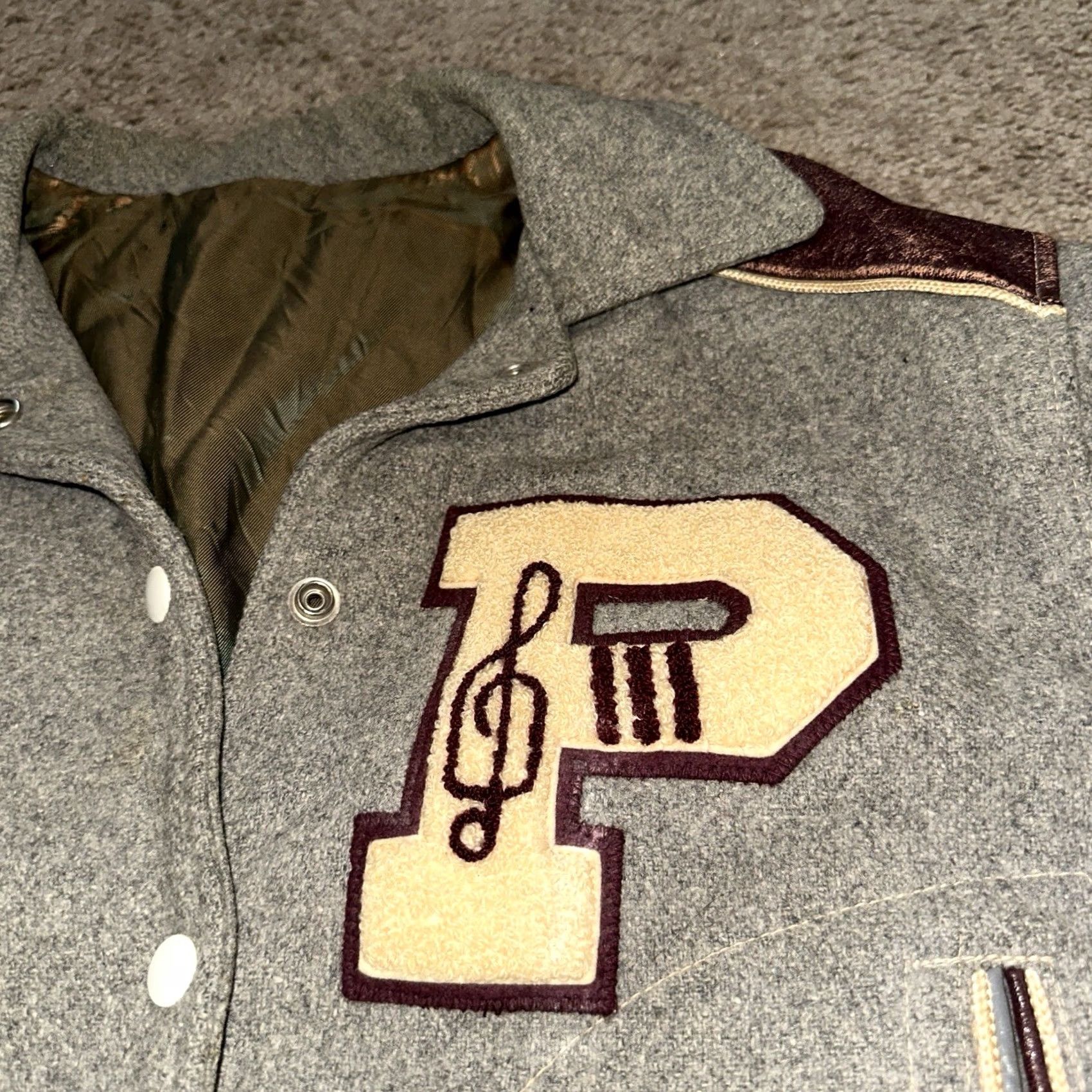 Vintage VINTAGE 60s Wool Letterman Varsity Jacket Mens L Embroidered Button USA Gray Size US L / EU 52-54 / 3 - 2 Thumbnail