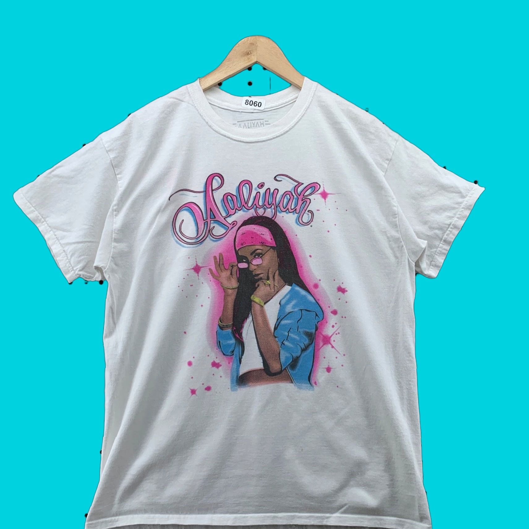 Vintage Aaliyah Shirt White Crew Neck Short Sleeve Regular Fit Mens L Ripple Junction Airbrush Logo 90s Music Size US L / EU 52-54 / 3 - 1 Thumbnail