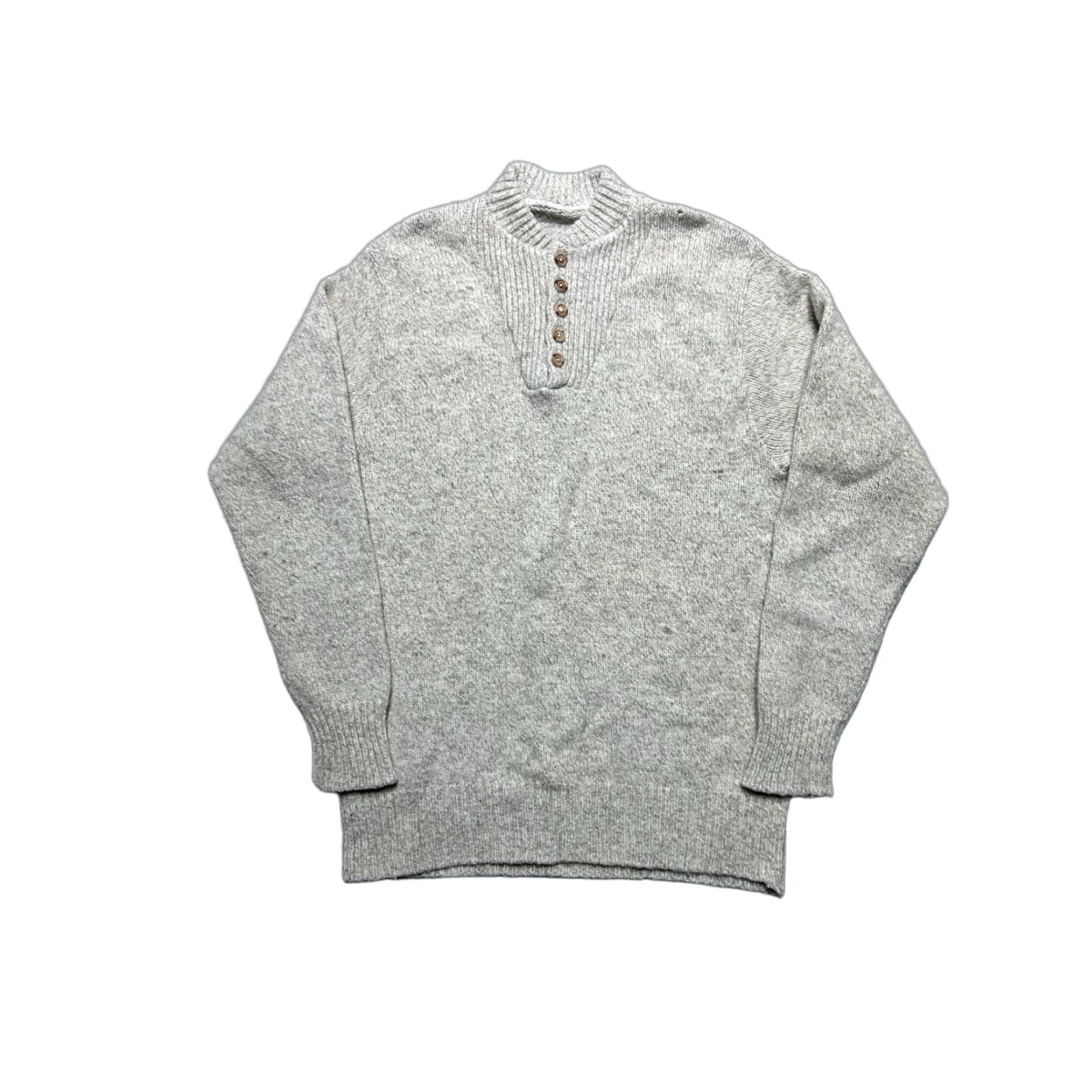 Vintage VINTAGE pullover sweater wool knit Henley 1/4 button cream white M/L Mens Size US L / EU 52-54 / 3 - 1 Thumbnail