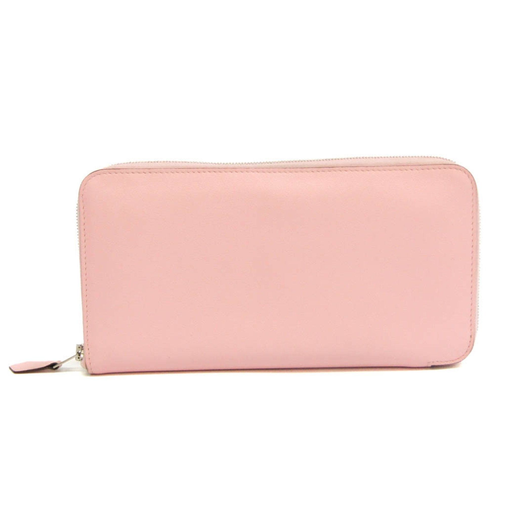 image of Hermes Azap Long Veau Swift Women's Swift Leather Long Wallet [Bi-Fold] Pink,rose Sakura in Black