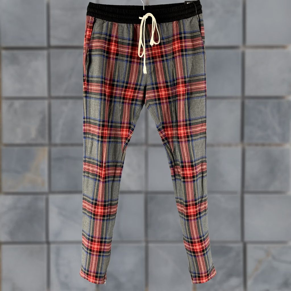 Fear of God FEAR OF GOD Size S Grey Red Plaid Drawstring Casual Pants Mens Size US 29 - 1 Thumbnail