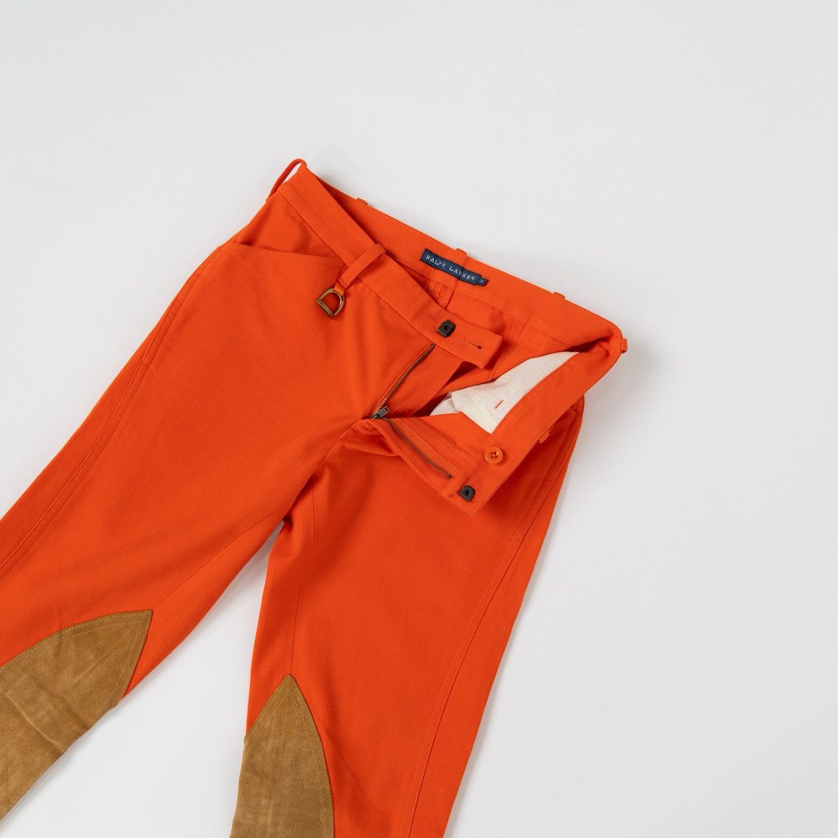 Ralph Lauren Ralph Lauren Womens Orange Riding Pants Leather Knee Patch Size 27" / US 4 / IT 40 - 3 Thumbnail