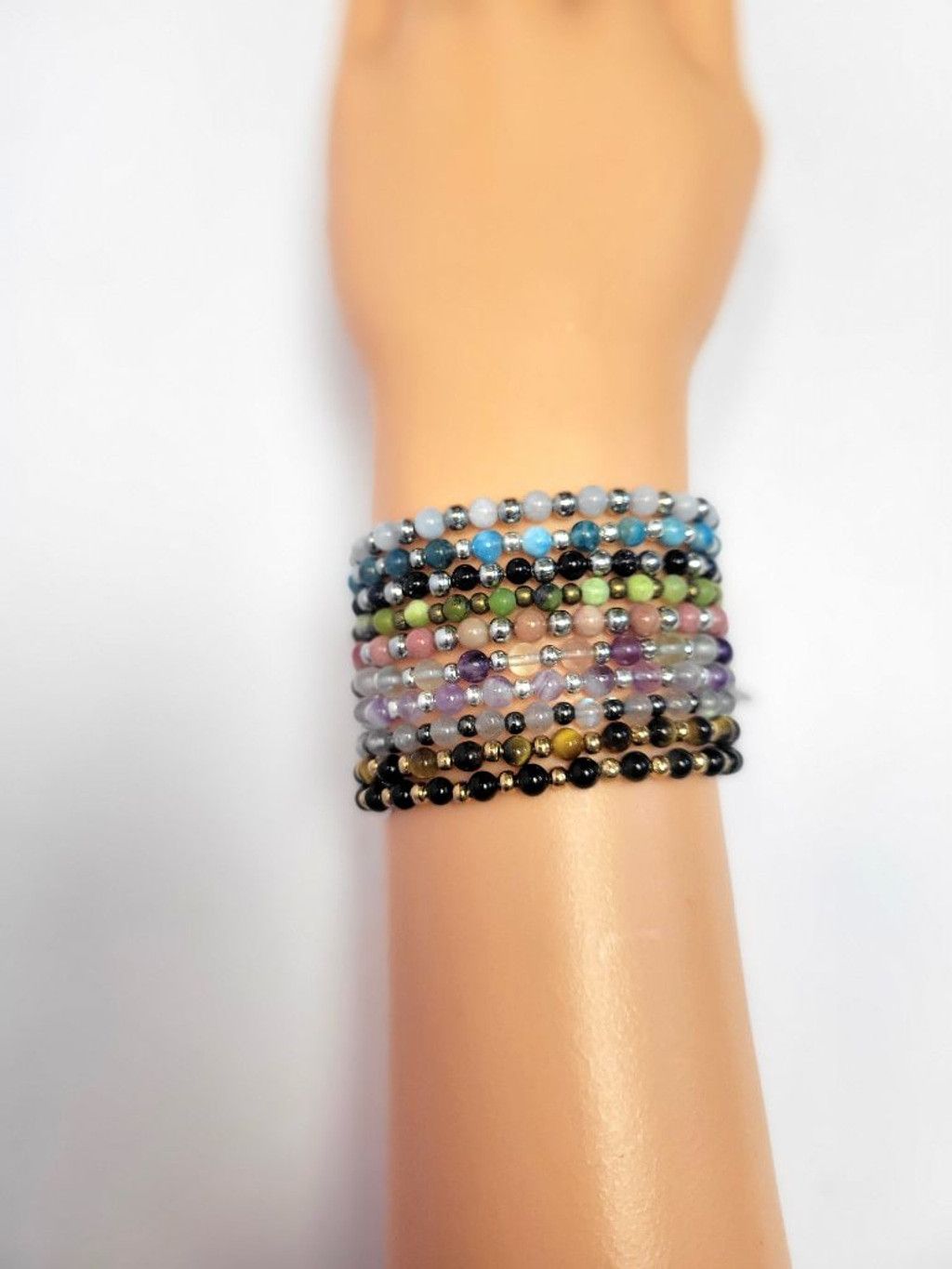 Handmade Natural Gemstone 4mm Dainty Beaded Bracelets Size ONE SIZE - 2 Thumbnail