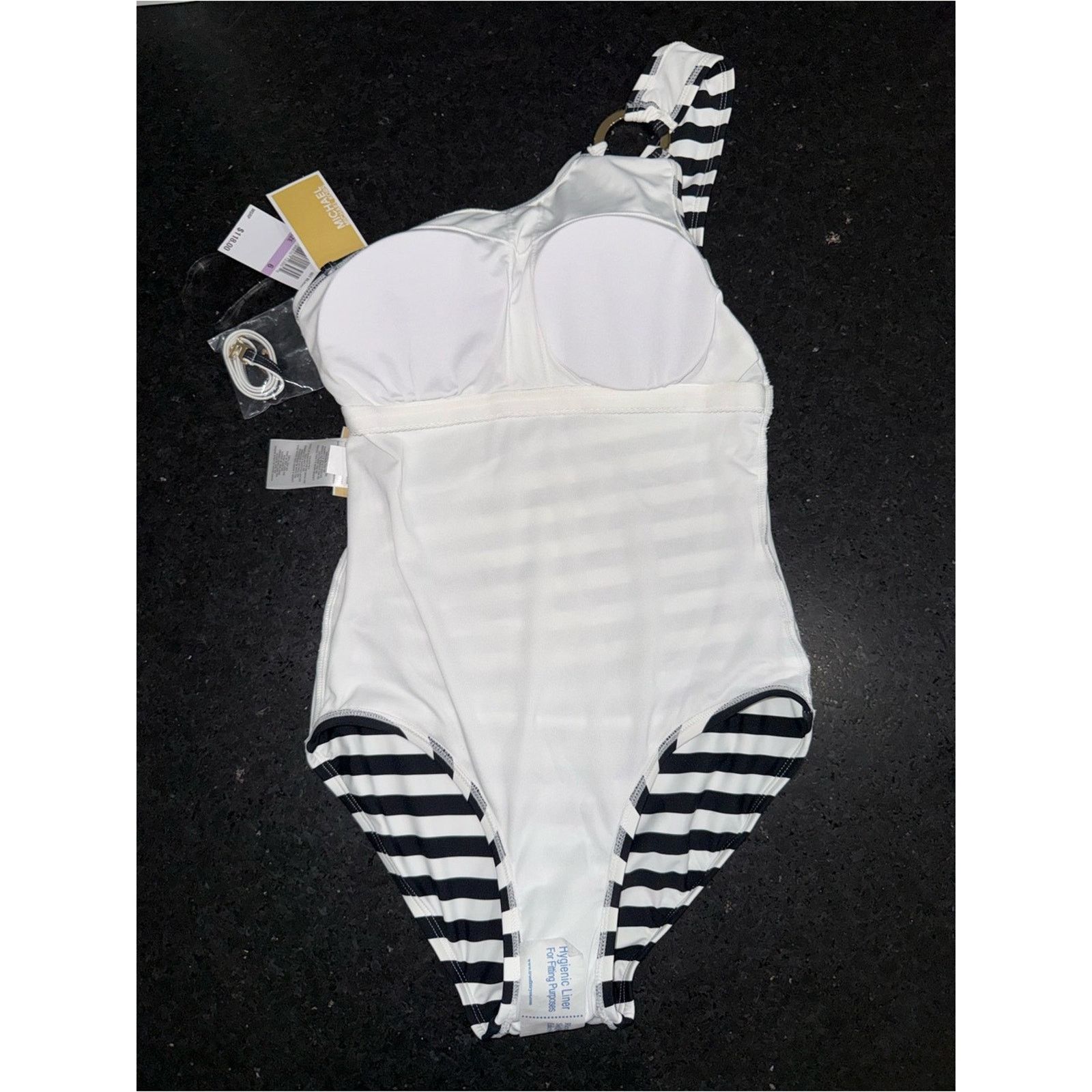 Michael Kors MICHAEL KORS Black White Striped One Piece Swimsuit SZ 6 Size ONE SIZE - 7 Thumbnail