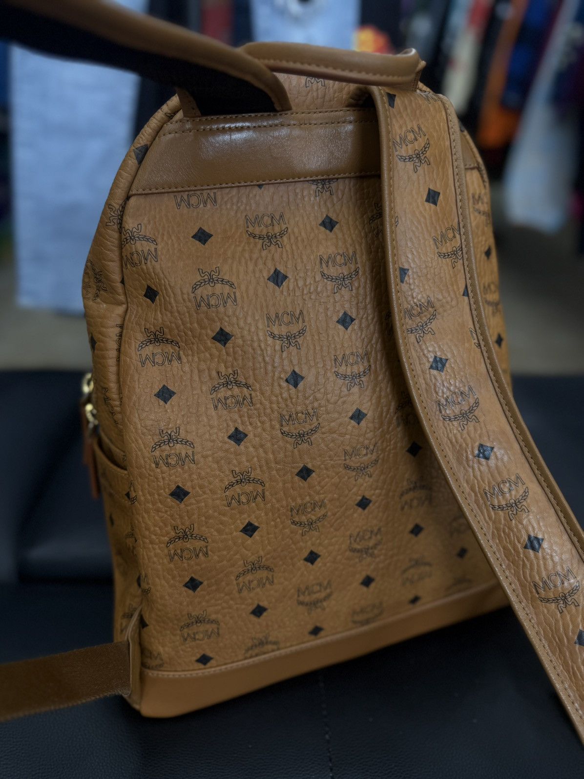 MCM MCM Classic Logo Brown Studs Large Backpack 🧼 Size ONE SIZE - 9 Thumbnail