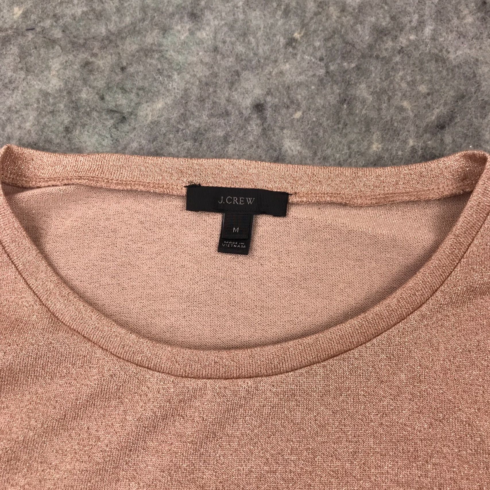 J.Crew J.CREW Shirt Womens Medium Metallic Copper Round Neck Long Sleeve Cuffs Knit Polyester Viscose Bodice Basic All Seasons Fall Spring Summer Winter Size M / US 6-8 / IT 42-44 - 4 Thumbnail