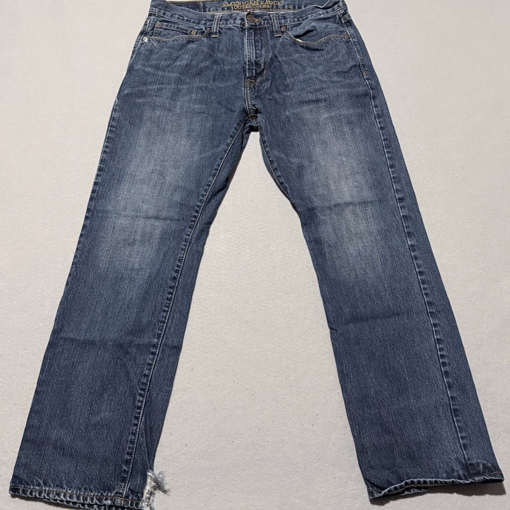 American Eagle Outfitters American Eagle Outfitters Slim Straight Jeans Men's Blue Denim Mid-Rise 32X30 Size US 32 / EU 48 - 2 Thumbnail