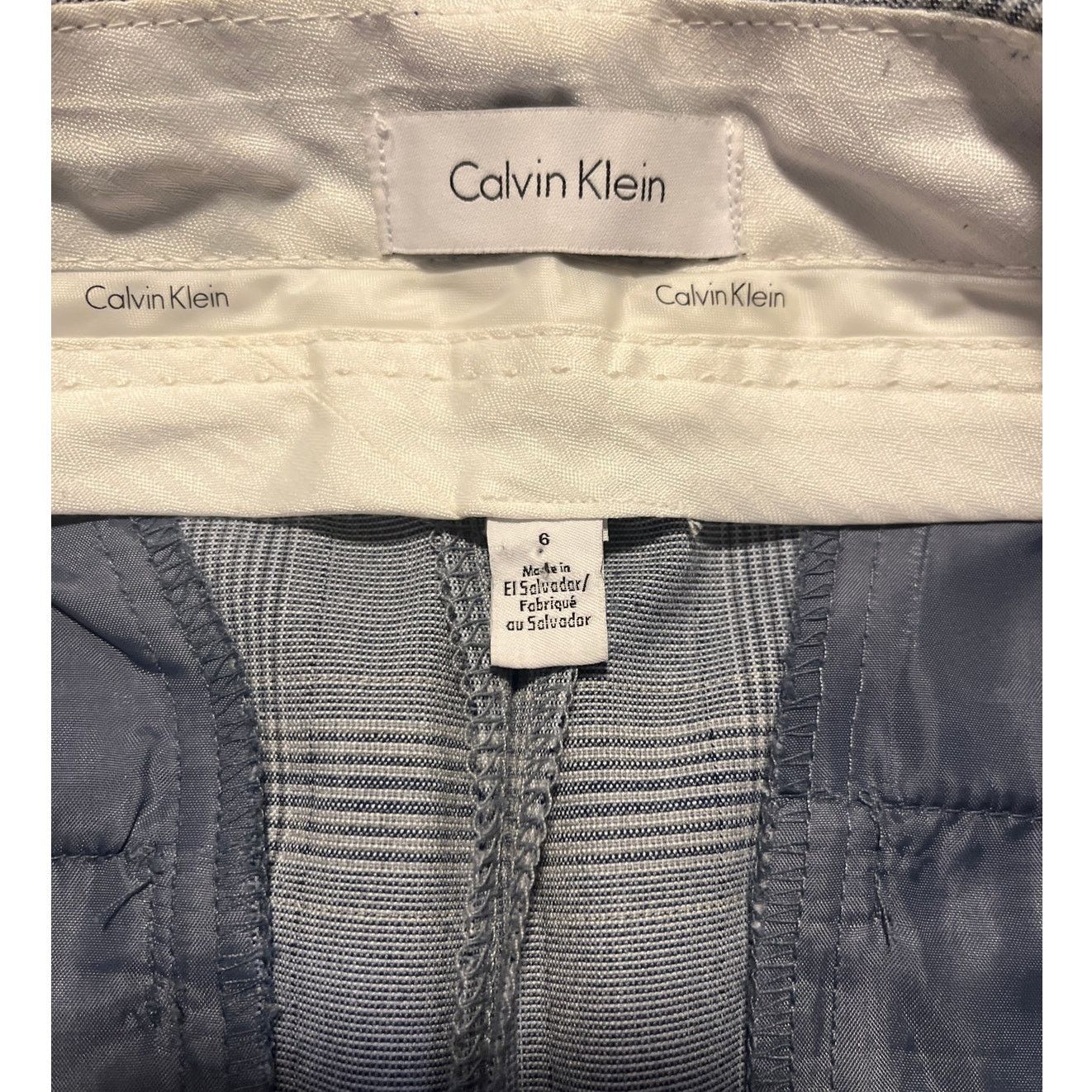Calvin Klein Plaid Blue Houndstooth Trousers Pants Career Office Preppy Size 28" / US 6 / IT 42 - 3 Thumbnail