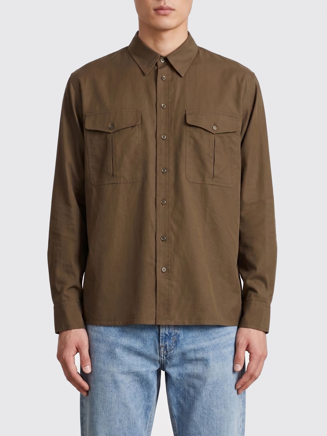 Saint Laurent Paris Saint Laurent Shirt Men Kaki Size US L / EU 52-54 / 3 - 1 Thumbnail