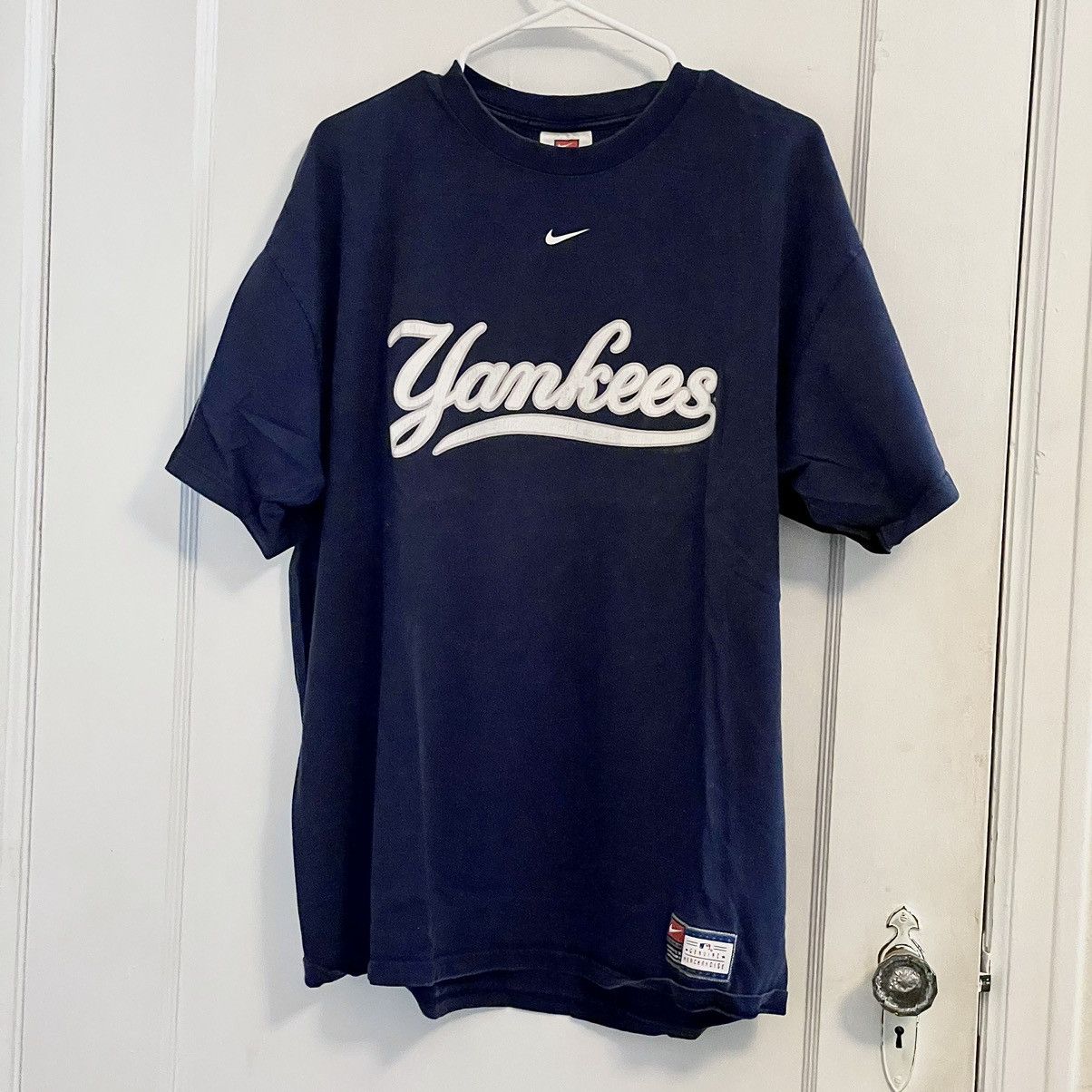 vtg 2005 NIKE NEW YORK YANKEES T-Shirt XXL mlb baseball hip hop center  swoosh