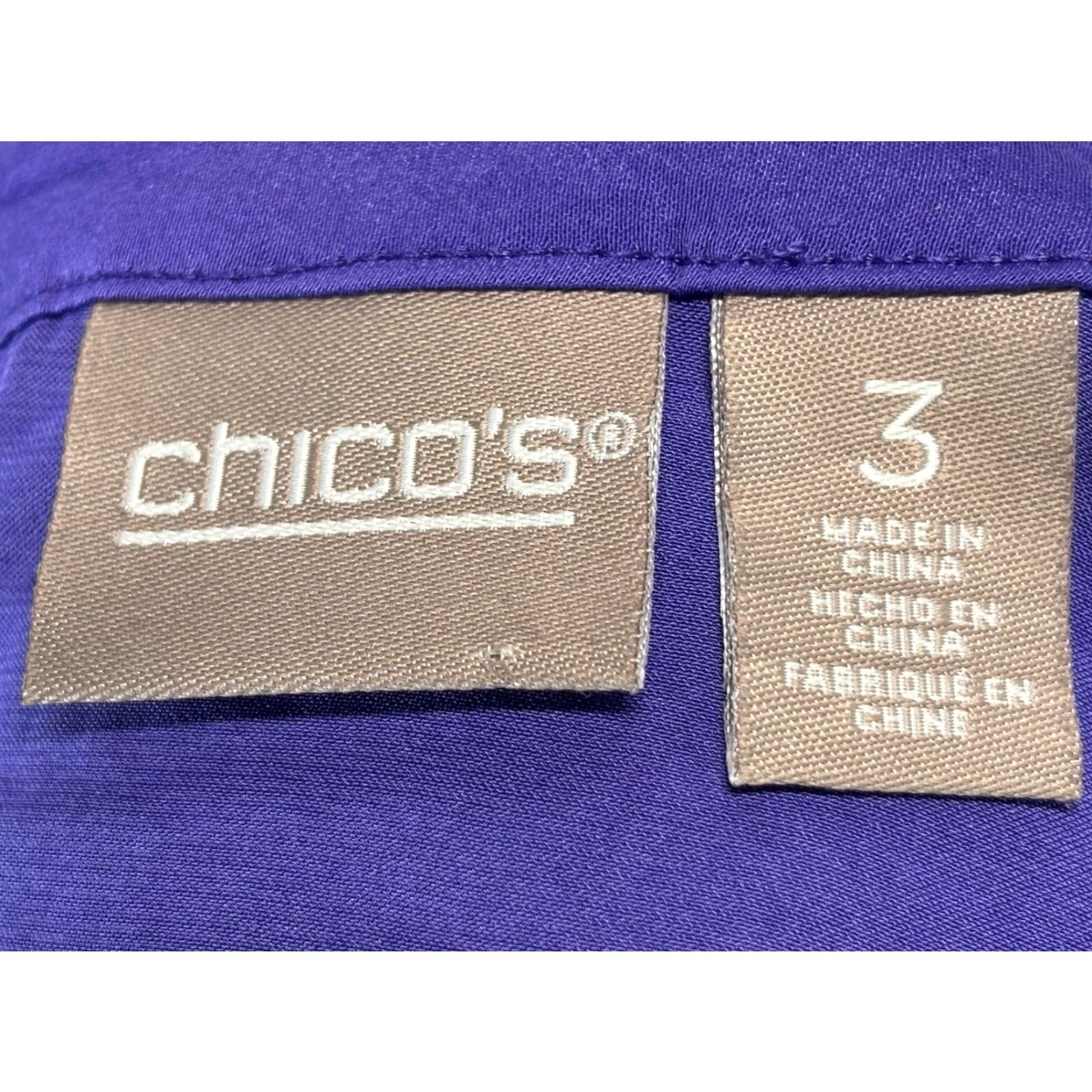 Vintage Chicos Lightweight Blouse Top Sz 3 US X-Large Purple Half Roll Tab Sleeve Polyester Sleeve Roll Tab Lightweight Blouse Chicos Size XL / US 12-14 / IT 48-50 - 6 Thumbnail