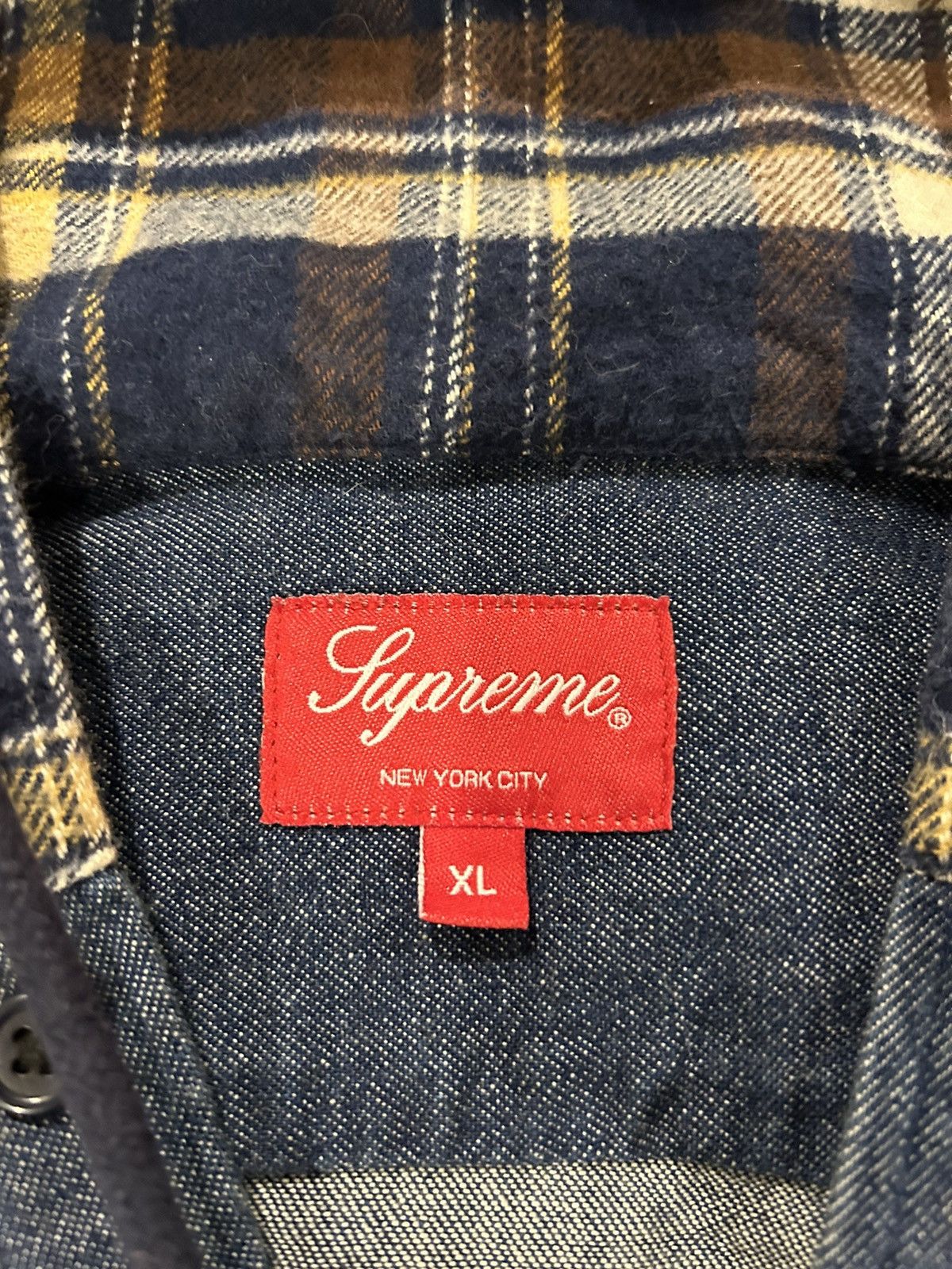 Supreme Supreme plaid denim hooded shirt Size US XL / EU 56 / 4 - 4 Thumbnail