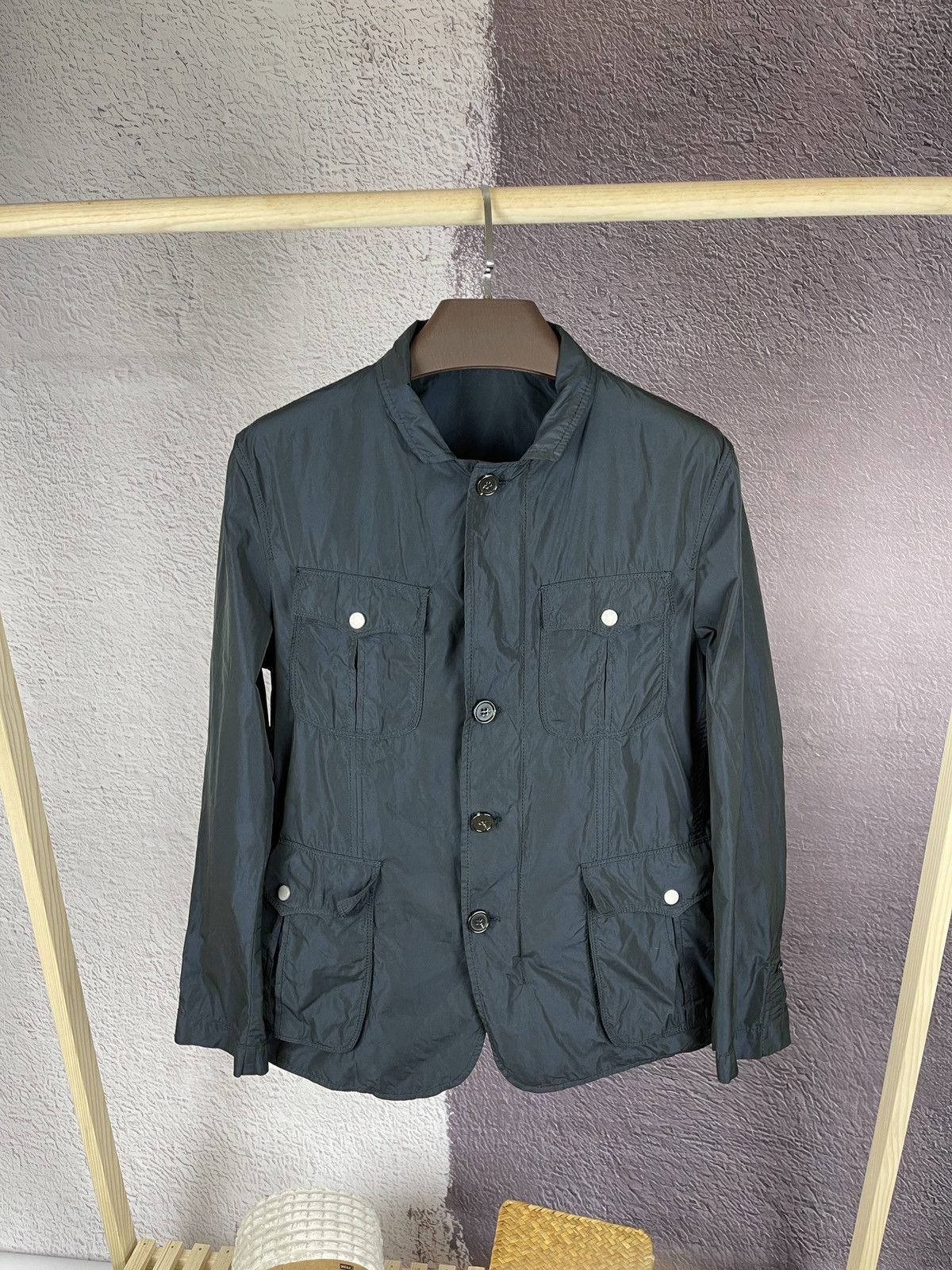 Paoloni Paoloni blue shimmer nylon coach jacket Size US L / EU 52-54 / 3 - 1 Thumbnail