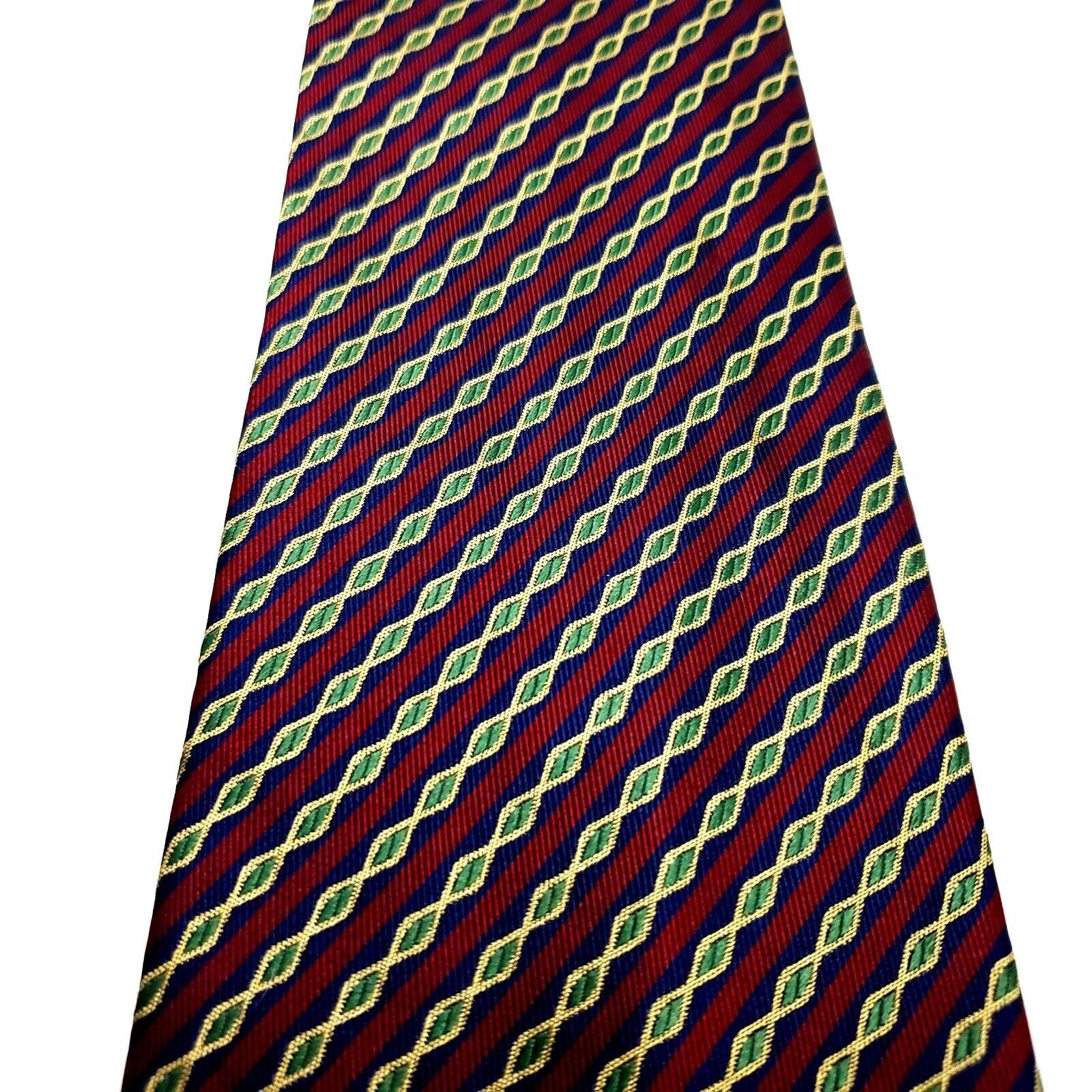XMI Platinum XMI Silk Tie Red Woven Striped USA Vintage Wide Size ONE SIZE - 2 Thumbnail